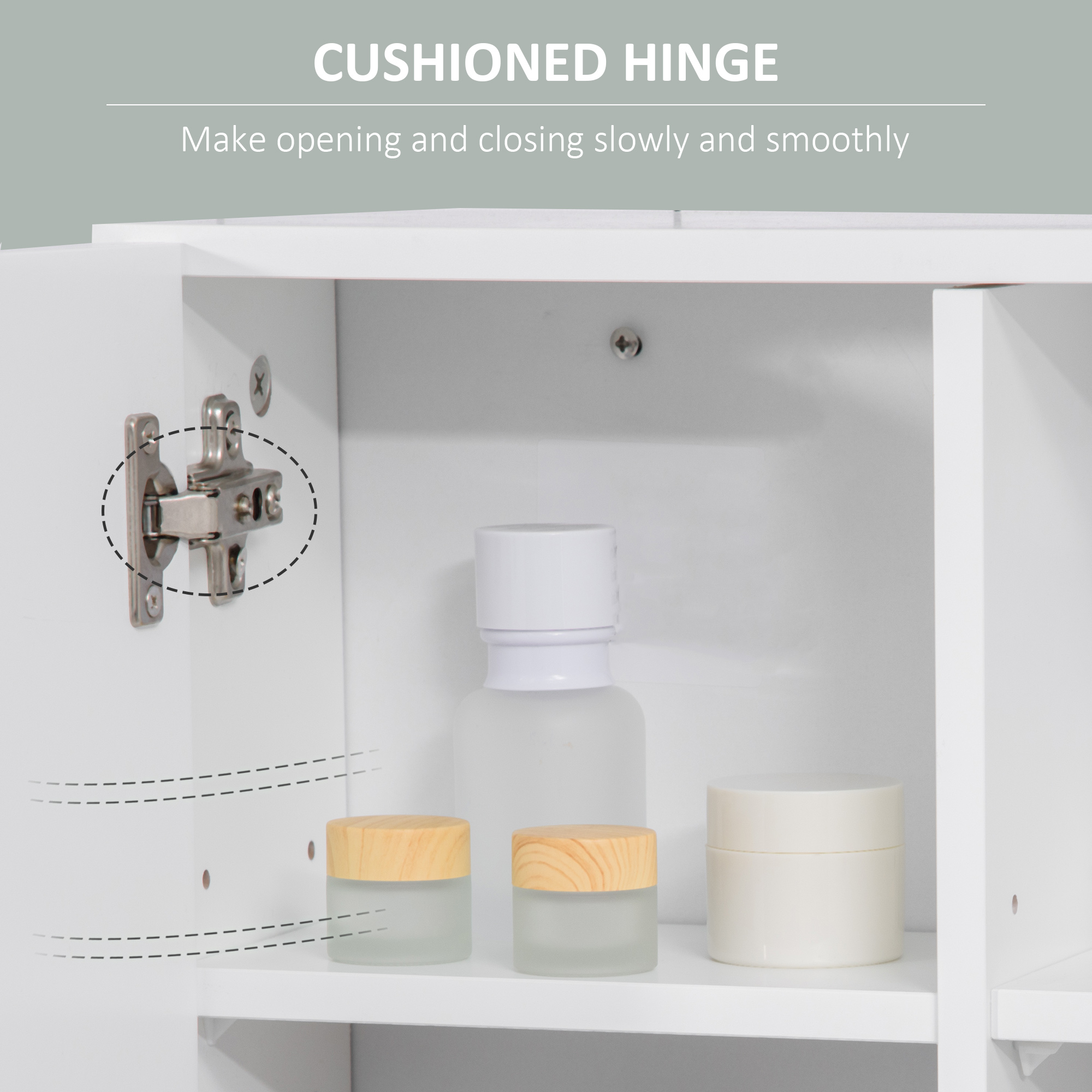 kleankin Wall Mounted Bathroom Cabinet, Double Door Storage Cupboard with Adjustable Shelf, White