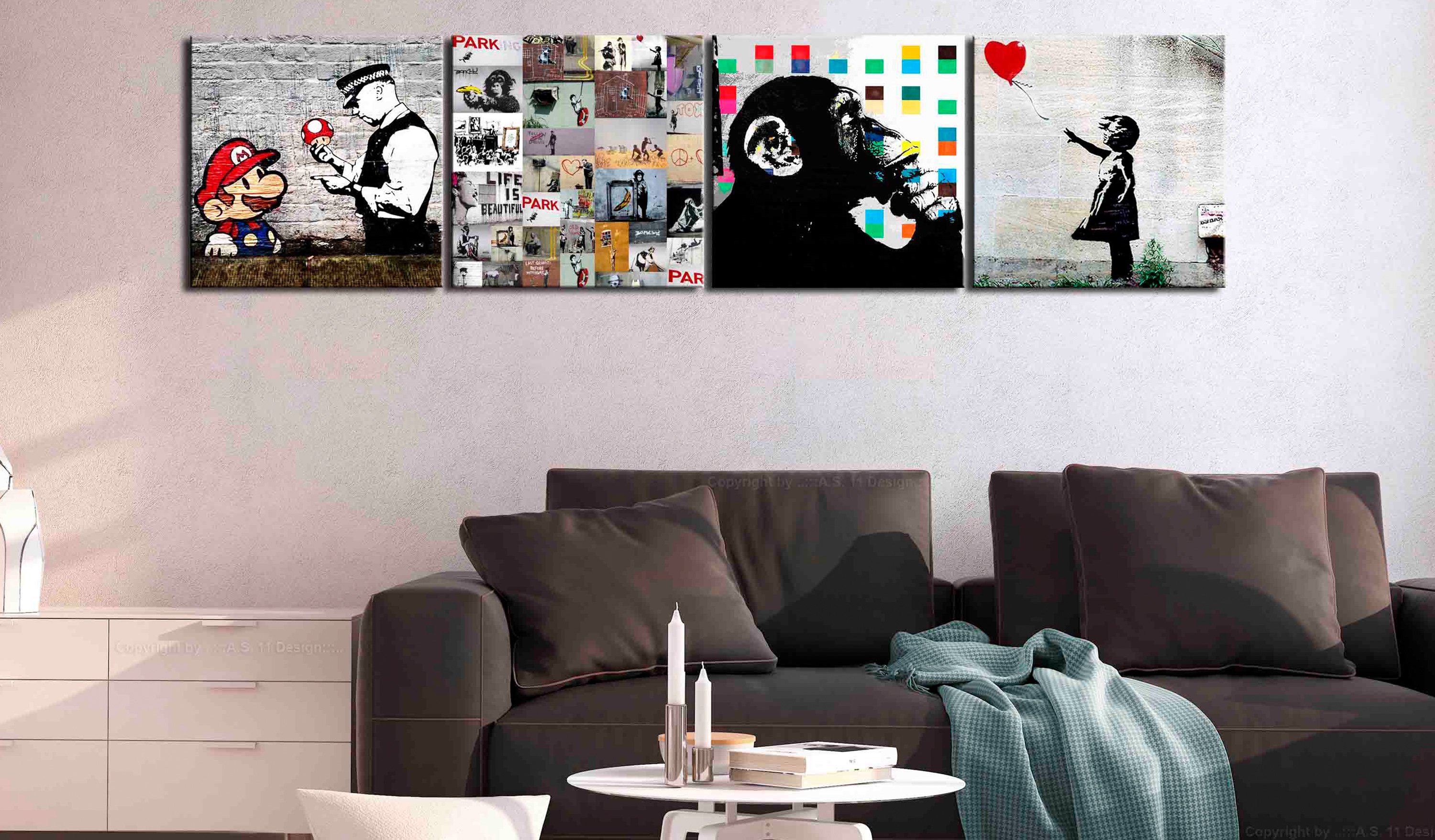Quadro - Banksy Collage (4 Parts), 40x40