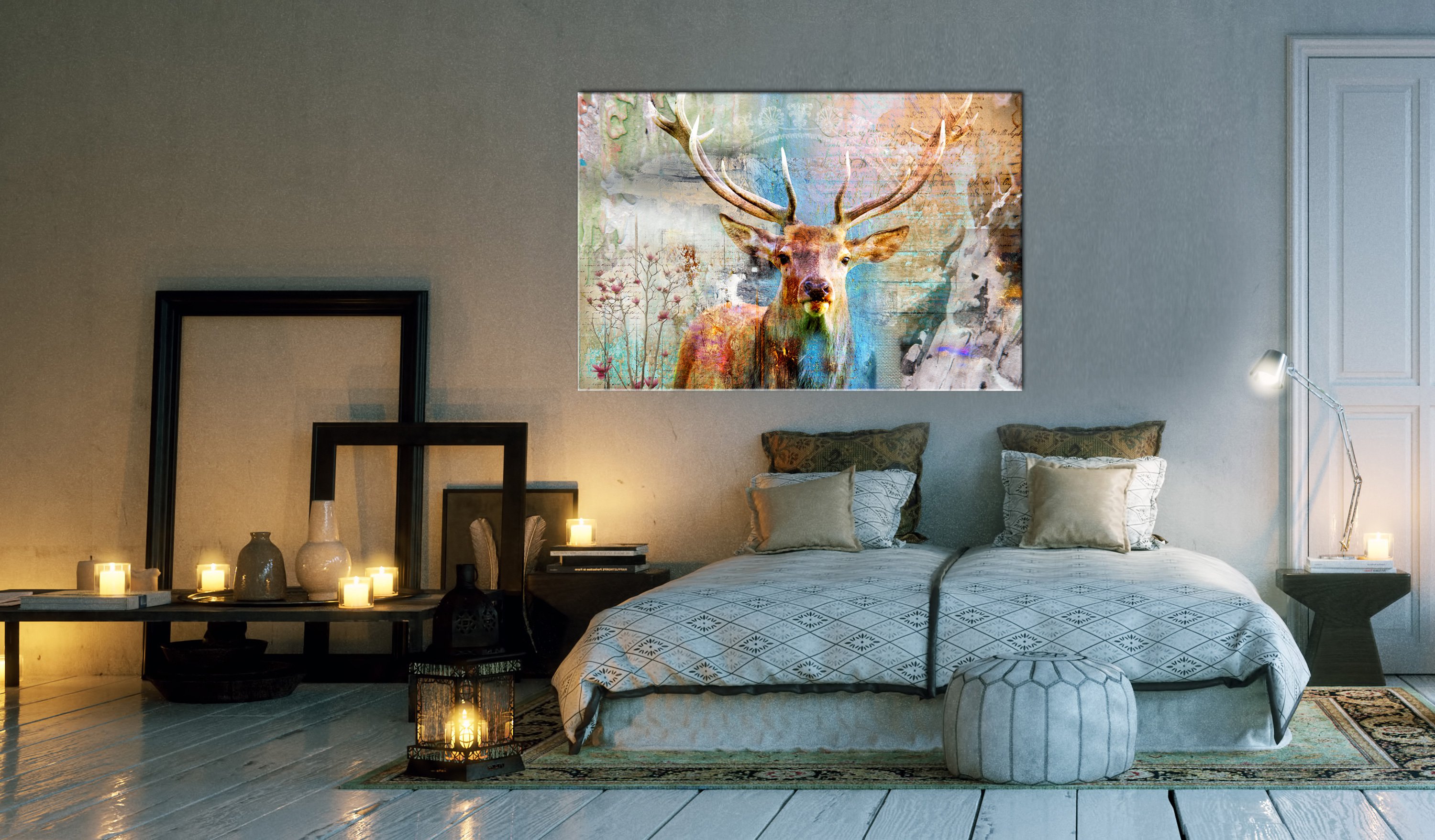 Quadro - Deer on Wood, 120x80