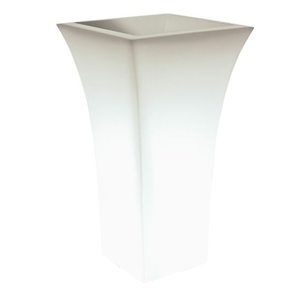 Farmet Patio Vaso Quadrato Cm85 H. Bianco Perla Illuminato 48x48x85