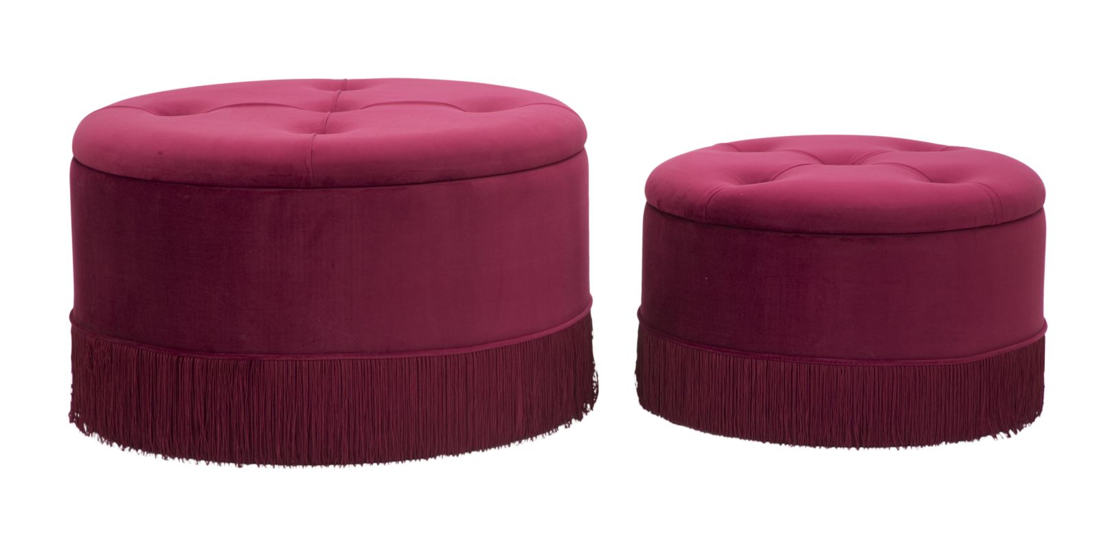 Puff Con Contenitore Lines New Coppia Bordeaux Cm ﾘ 71X41-55X33