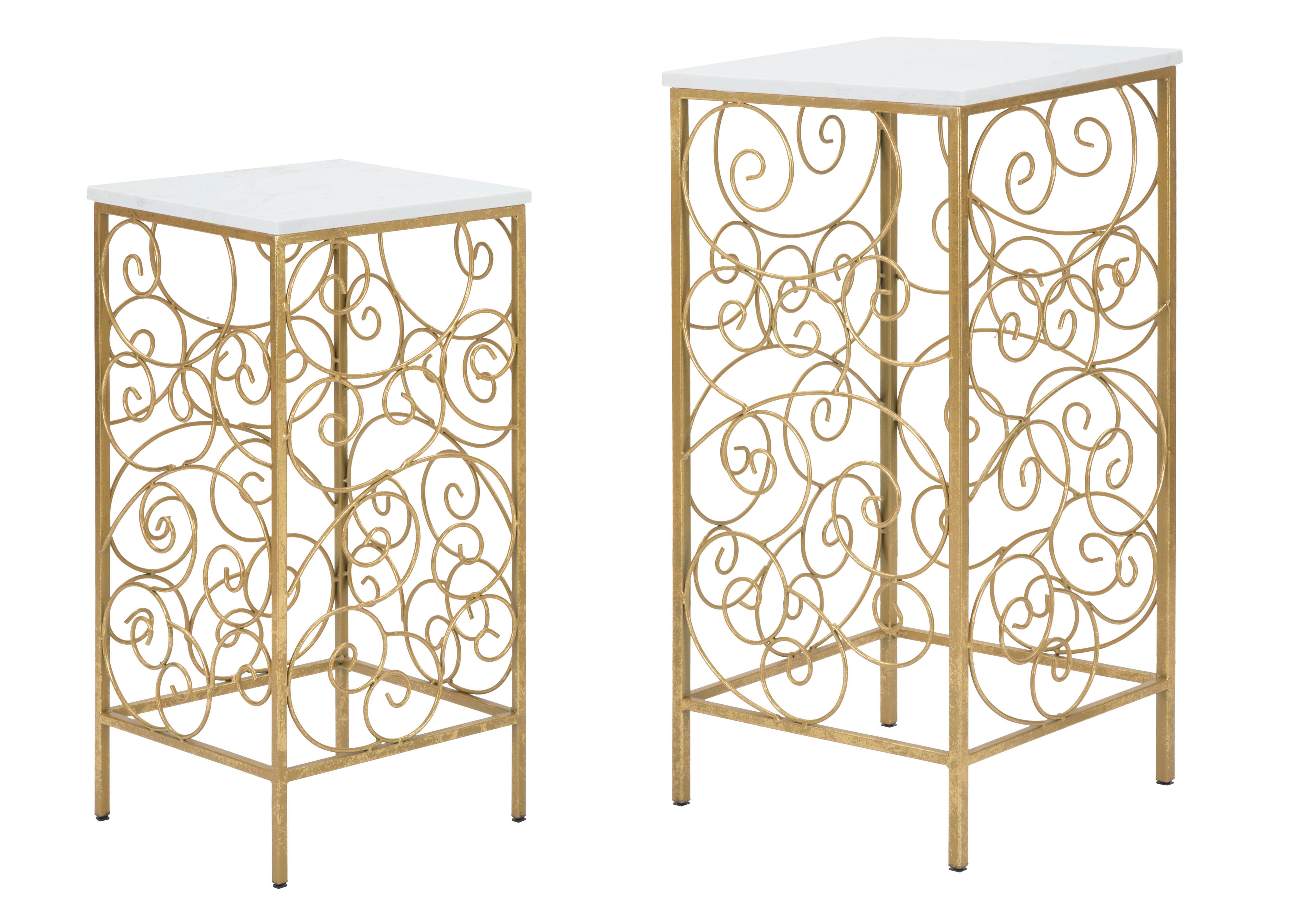 Tavolinetti Porta Telefono Spiral Coppia Cm 34X34X70-29X29X60