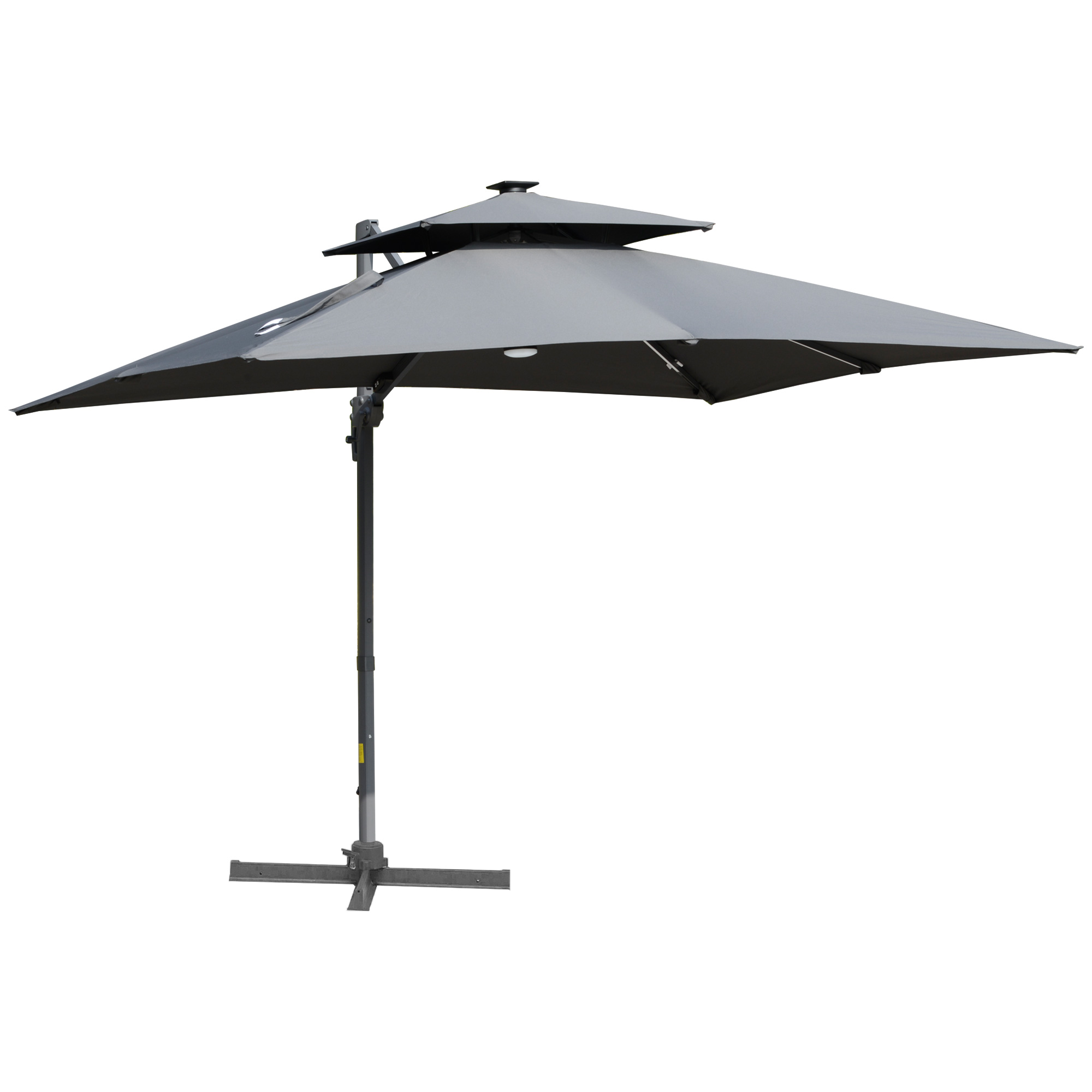 Outsunny 3m Cantilever Parasol, Outdoor Offset Patio Umbrella, Solar