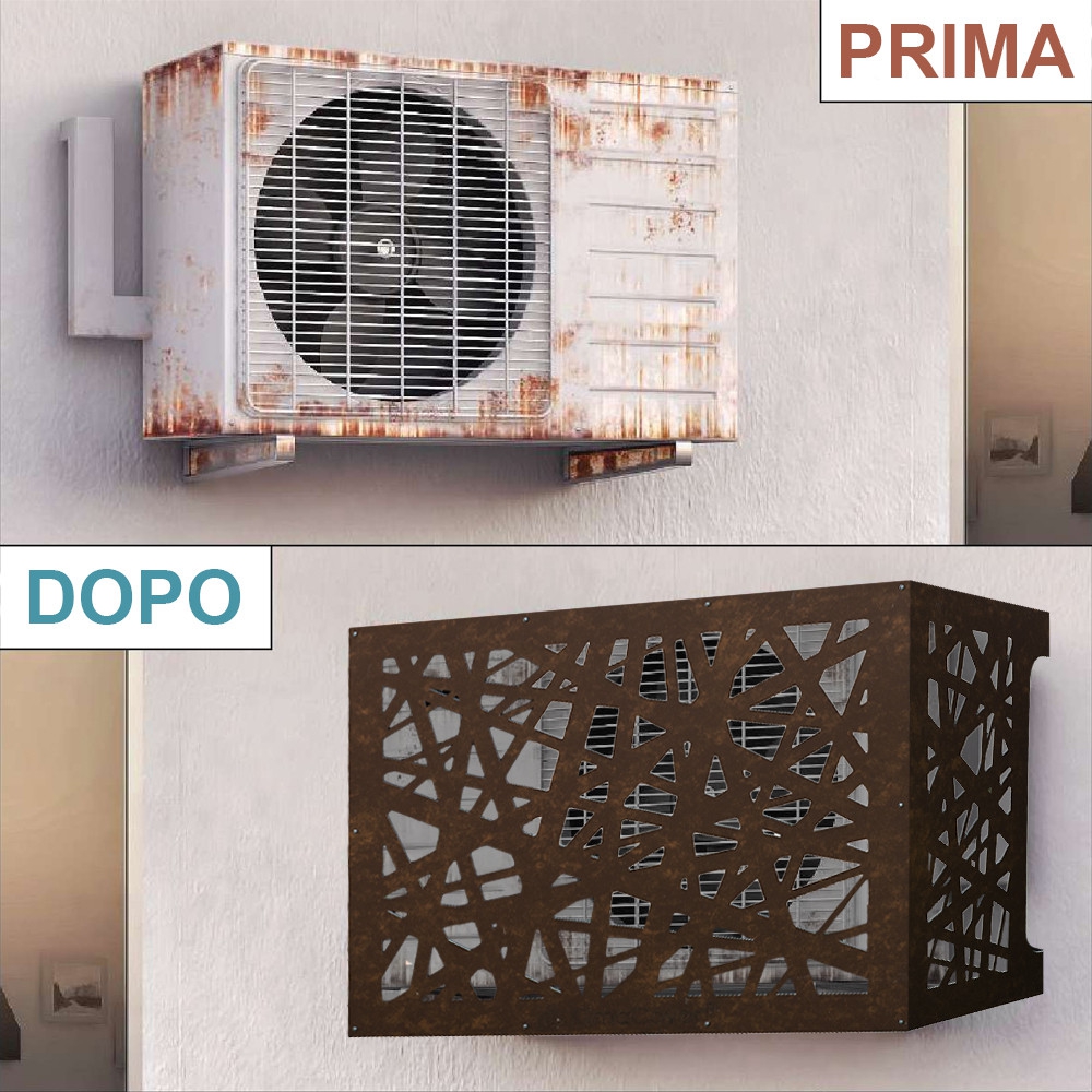 Copricondizionatore copertura per climatizzatore ARTIST Bronzo marrone Corten in alluminio L86 x P44 x H68 cm