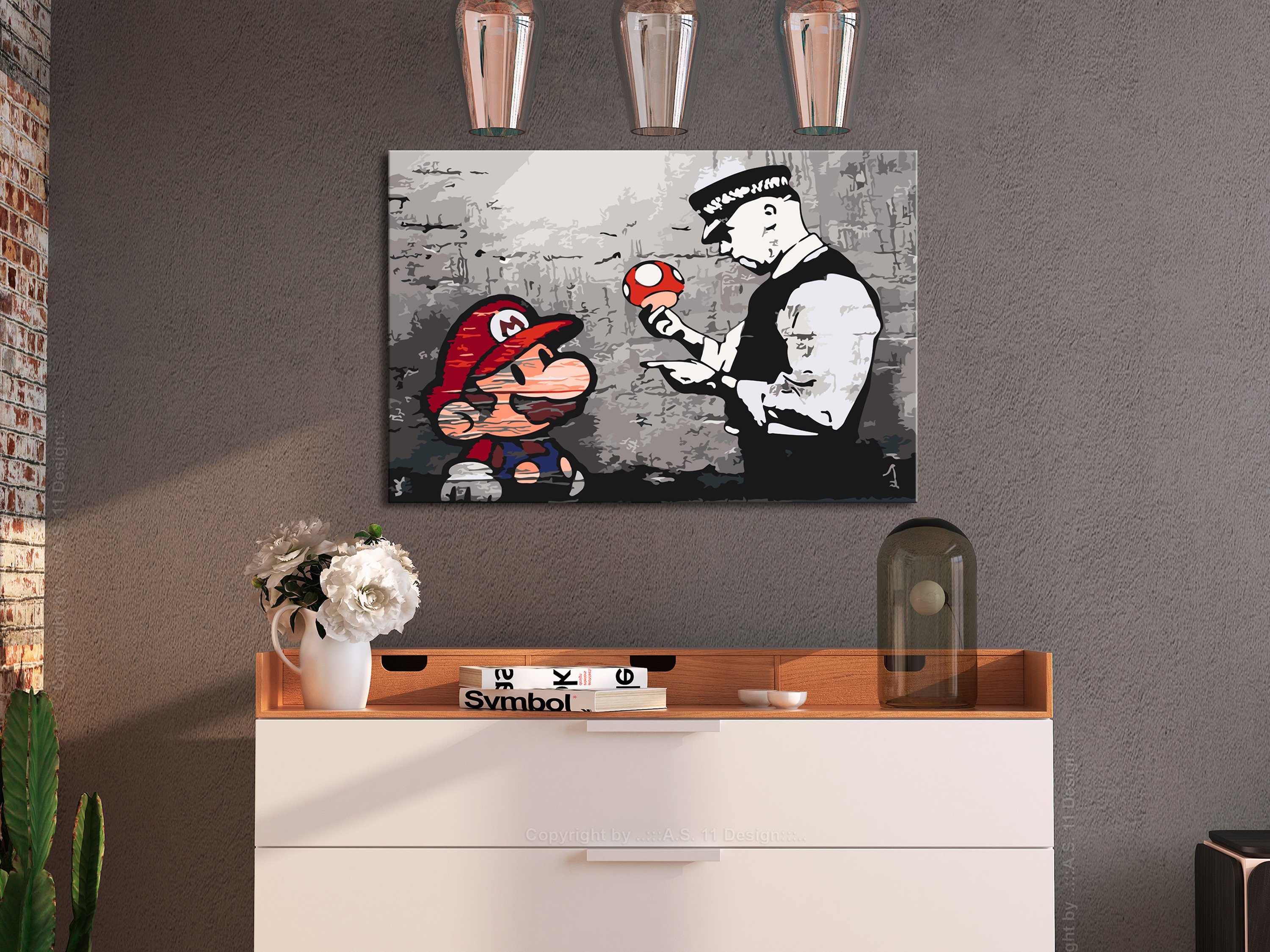 Quadro fai da te - Mario (Banksy), 60x40