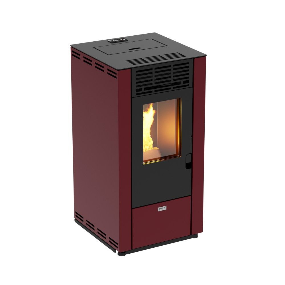 Stufa Pellet Ad Aria Ventilata  8,87 Kw Stella 90 Bordeaux
