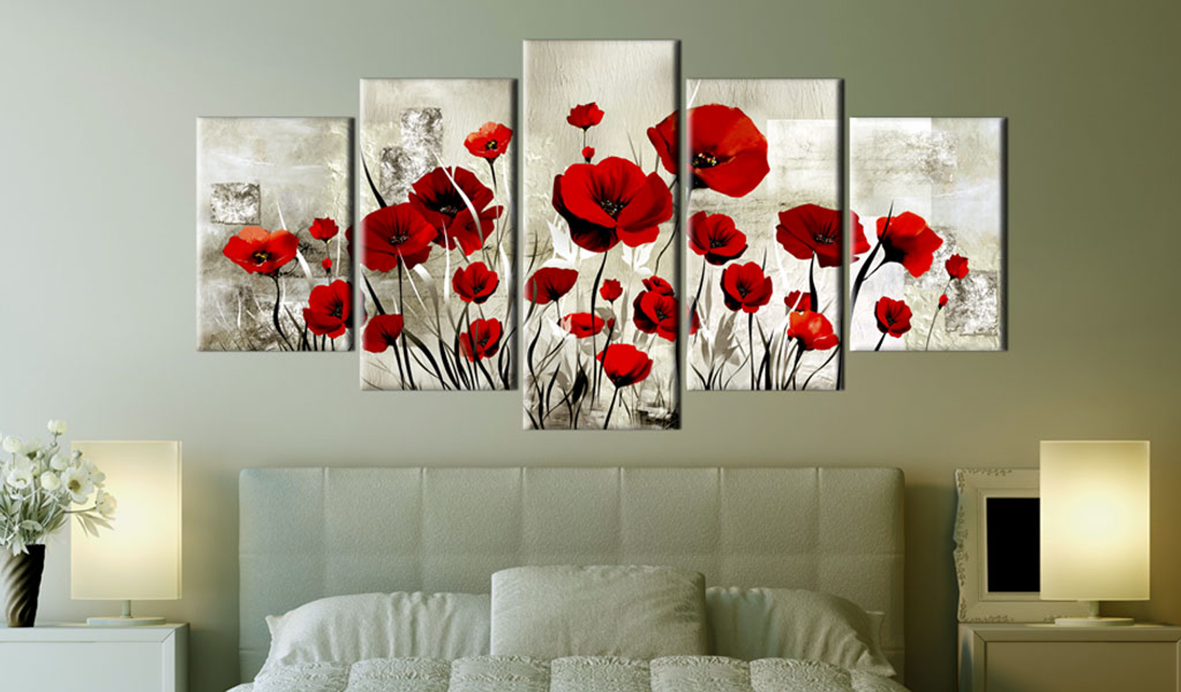 Quadro - Campo di scarlatto, 200x100