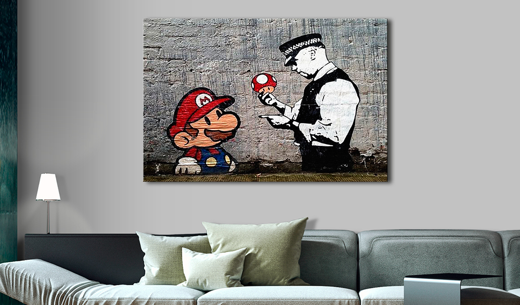 Quadro - Mario and Cop by Banksy, 90x60