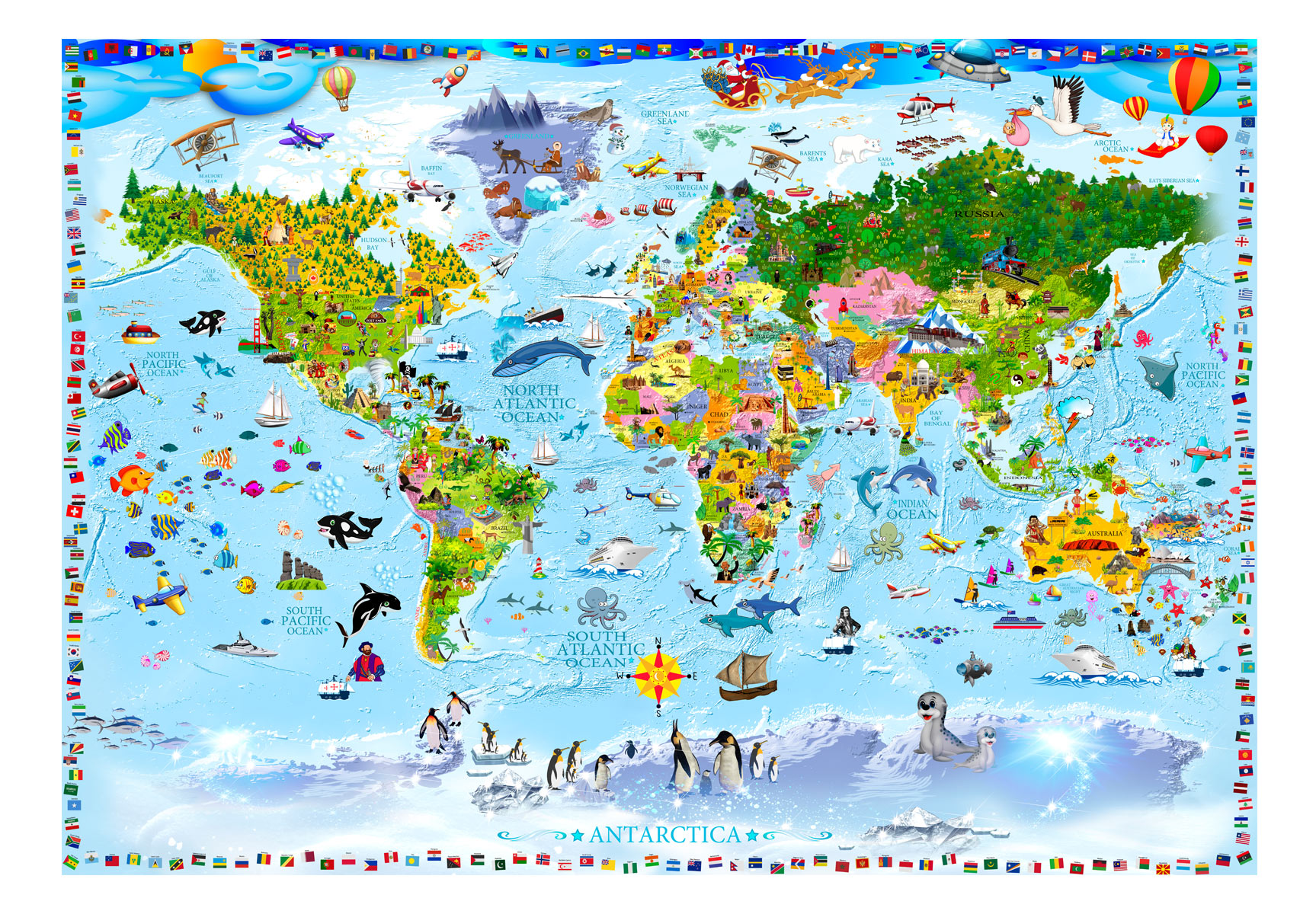 Fotomurale adesivo - World Map for Kids, 245x175