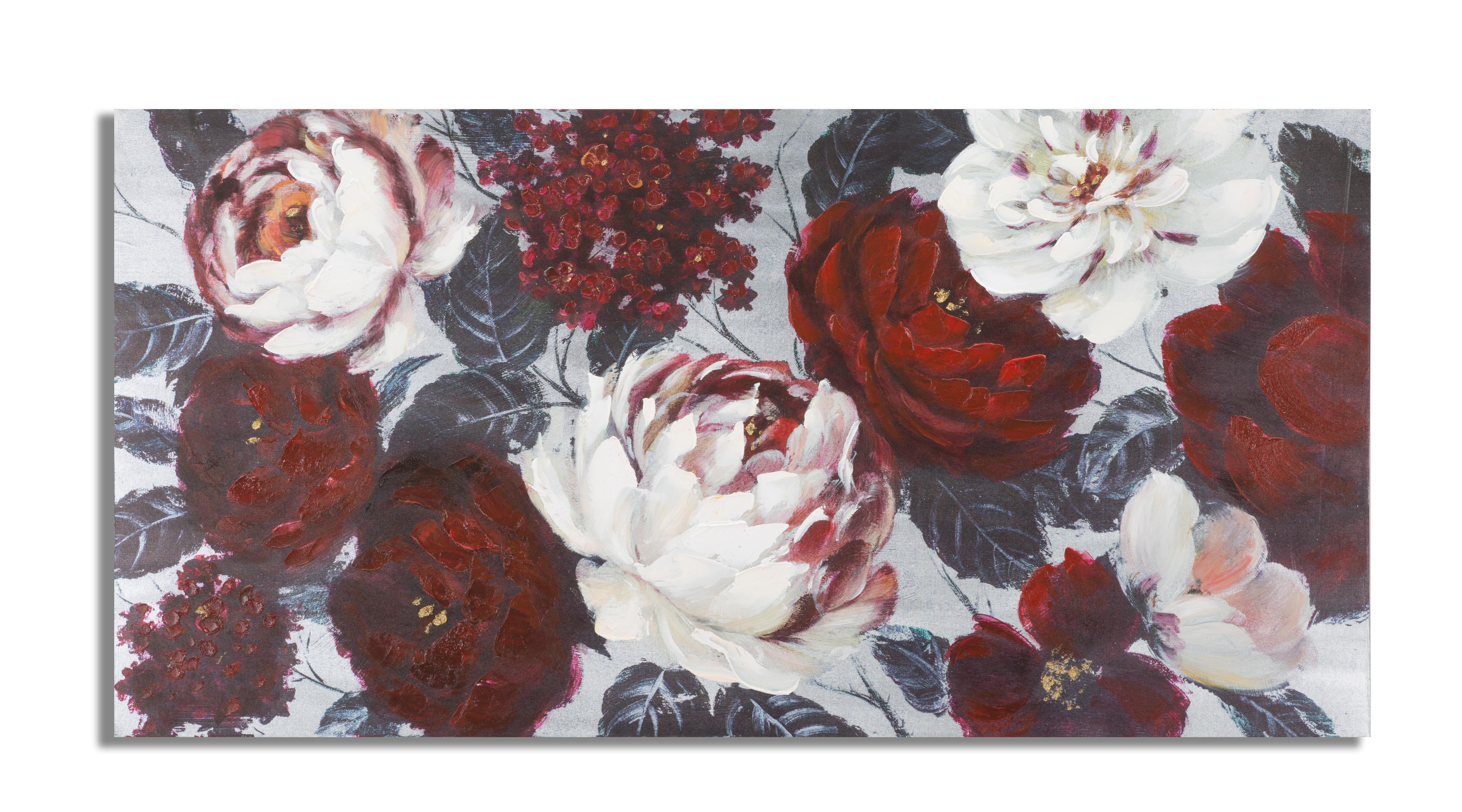 Dipinto Su Tela White/Red Flower Darkback Cm 120X3,7X60