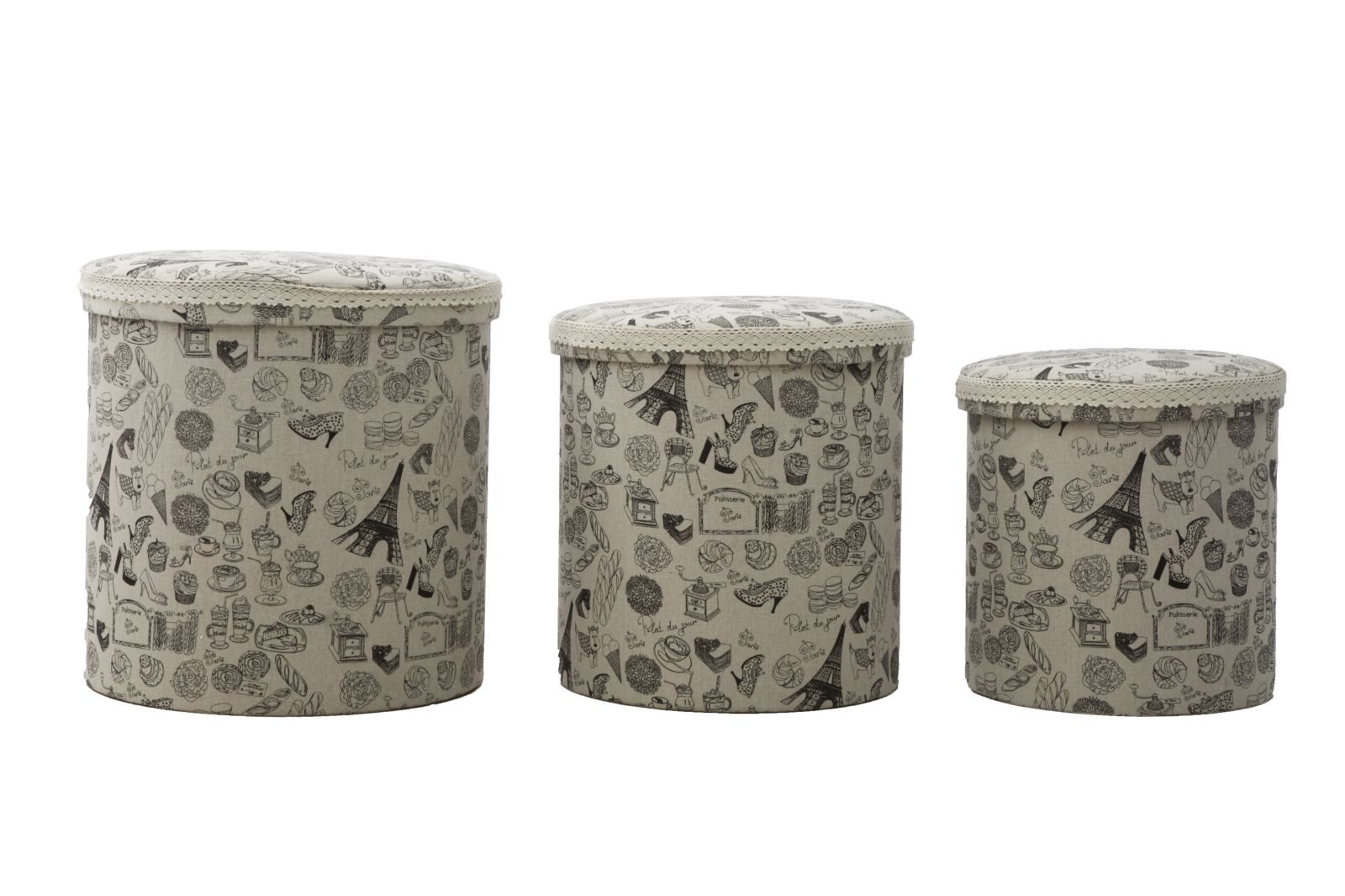 Mauro Ferretti Cestone Paris Round Tris Cm 44X44 - 38X38 - 34X34