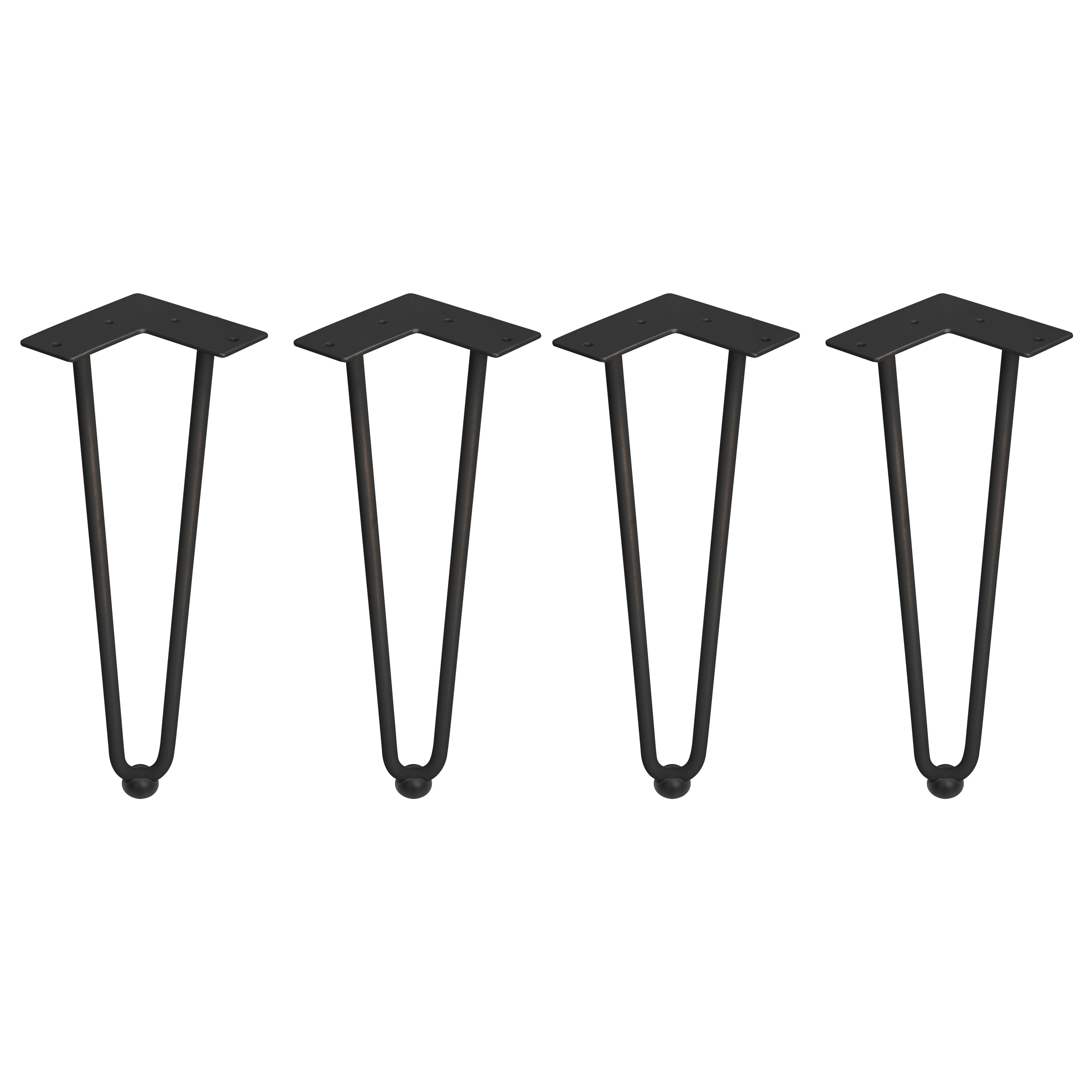 Emuca Hairpin Set di gambe a 2 aste per tavolo, 400, Verniciato nero, Acciaio
