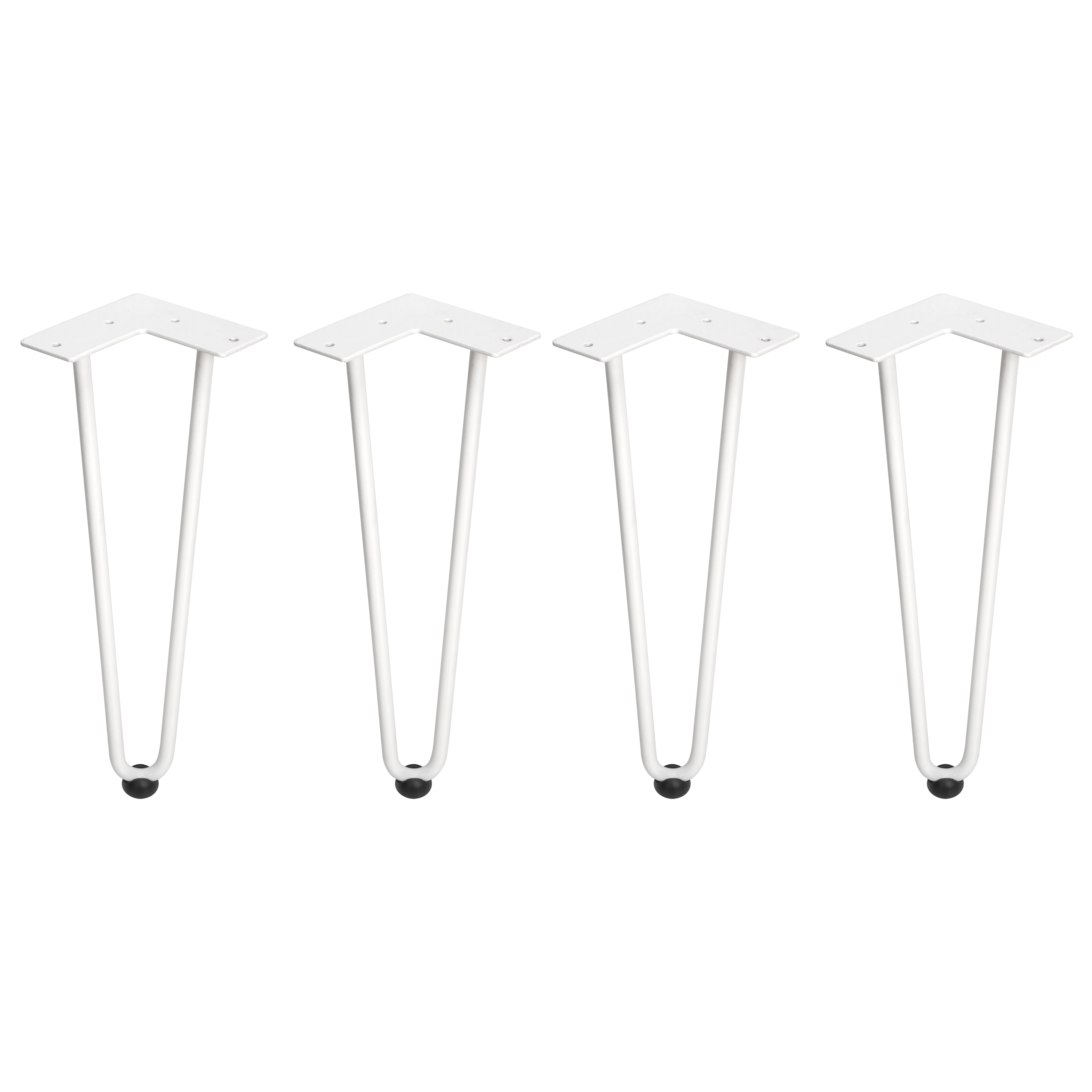 Emuca Hairpin Set di gambe a 2 aste per tavolo, 400, Verniciato bianco, Acciaio