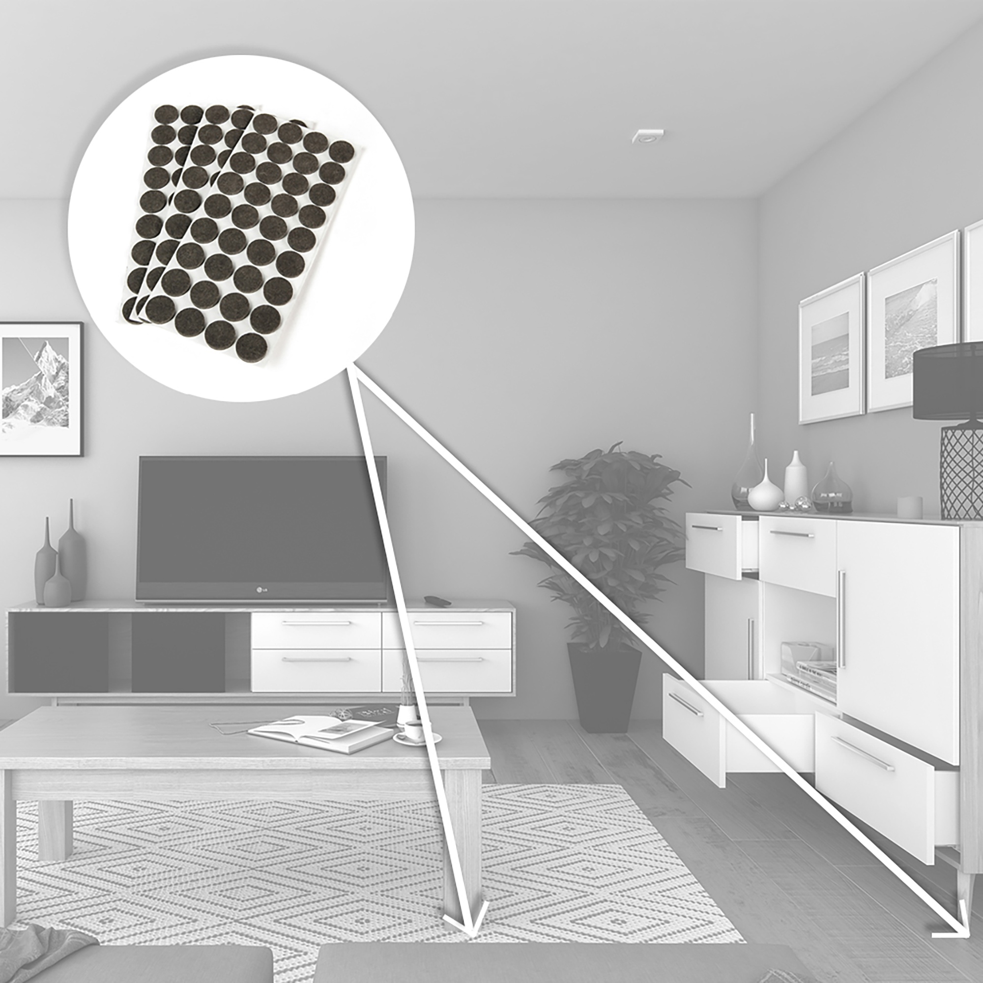 Emuca Feltrini adesivi per mobile, tondi, D. 34 mm