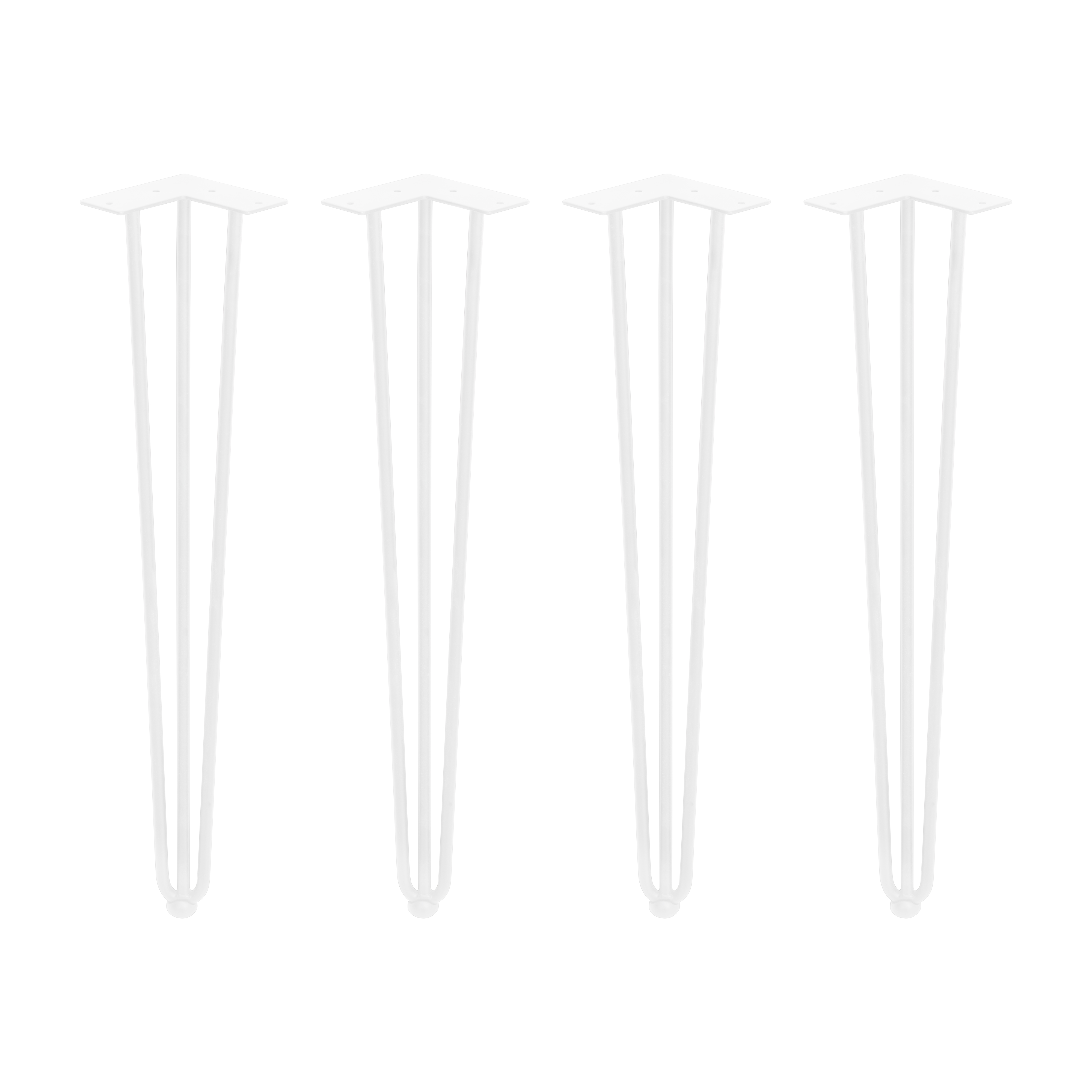 Emuca Set di gambe Hairpin di 3 bastoncini per tavolo, 710, Verniciato bianco, Acciaio