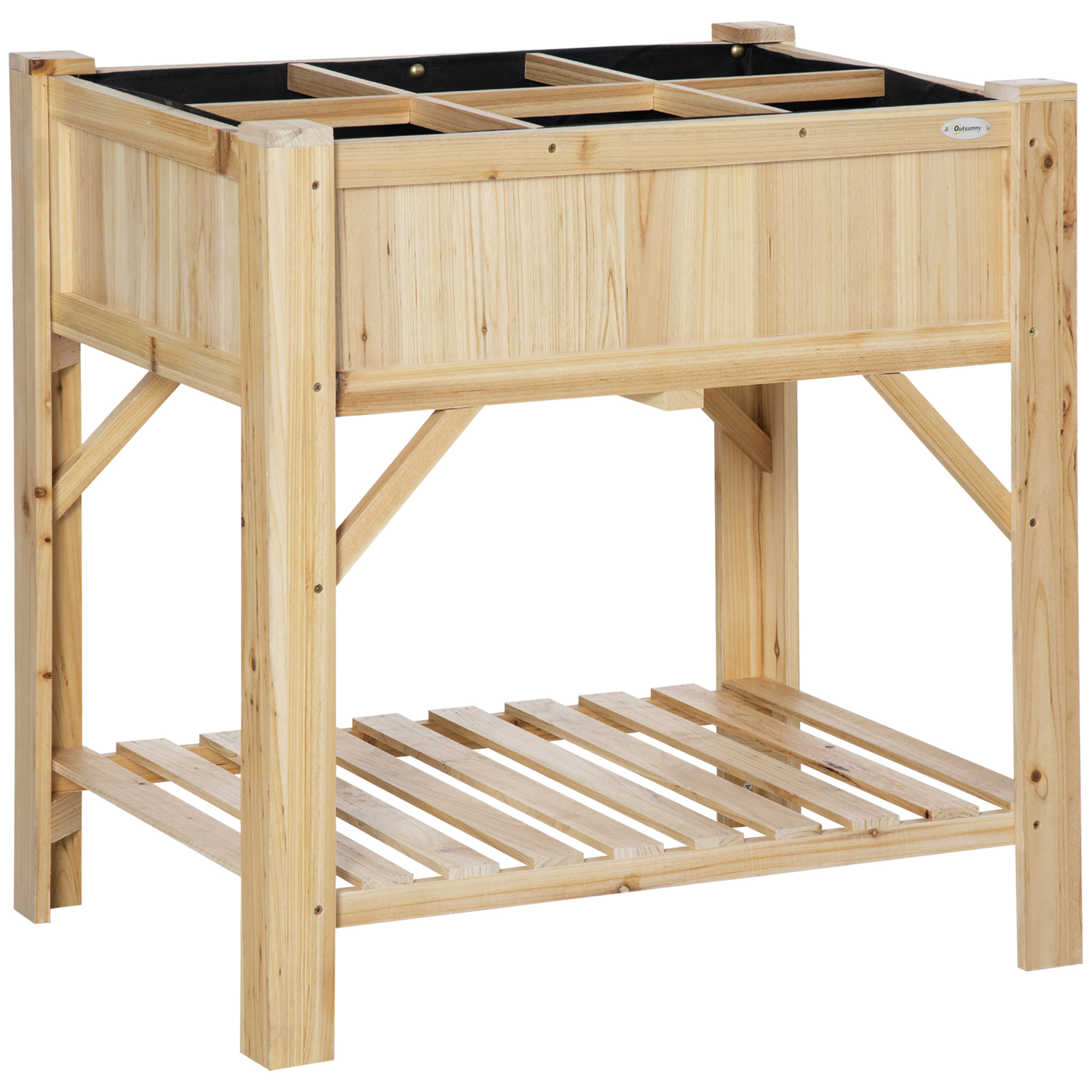 Outsunny Huerto Urbano De Madera Con Paneles Acrílicos – Mesa De Cultivo Elevada 75x46x60,5 Cm, 68L Para Flores Y Vegetales, Natural