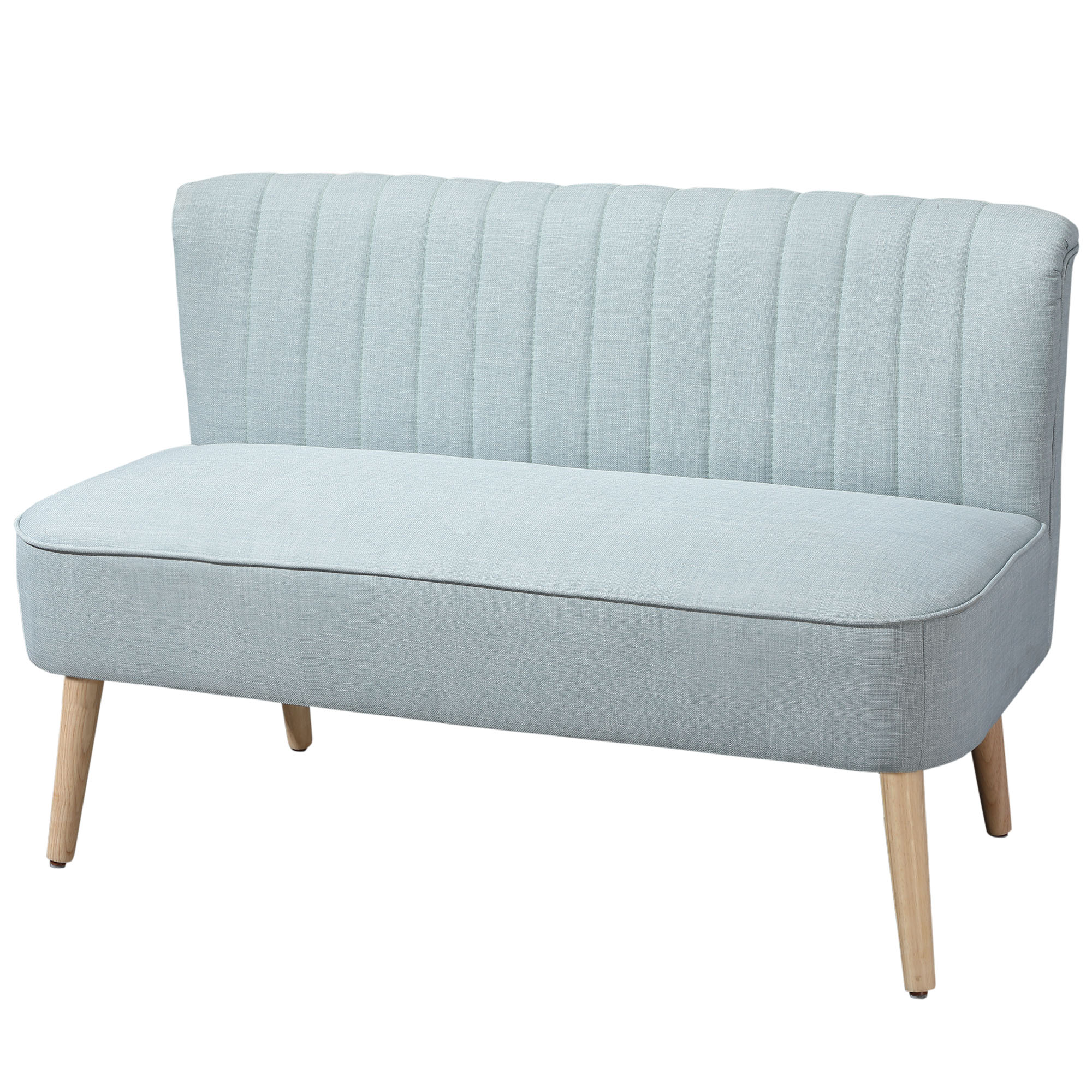 HOMCOM 2-Sitzer Stoffsofa Polstersofa Sitzmöbel Loungesofa Holz Schaumstoff Hellgrün 117 x 56,5 x 77 cm