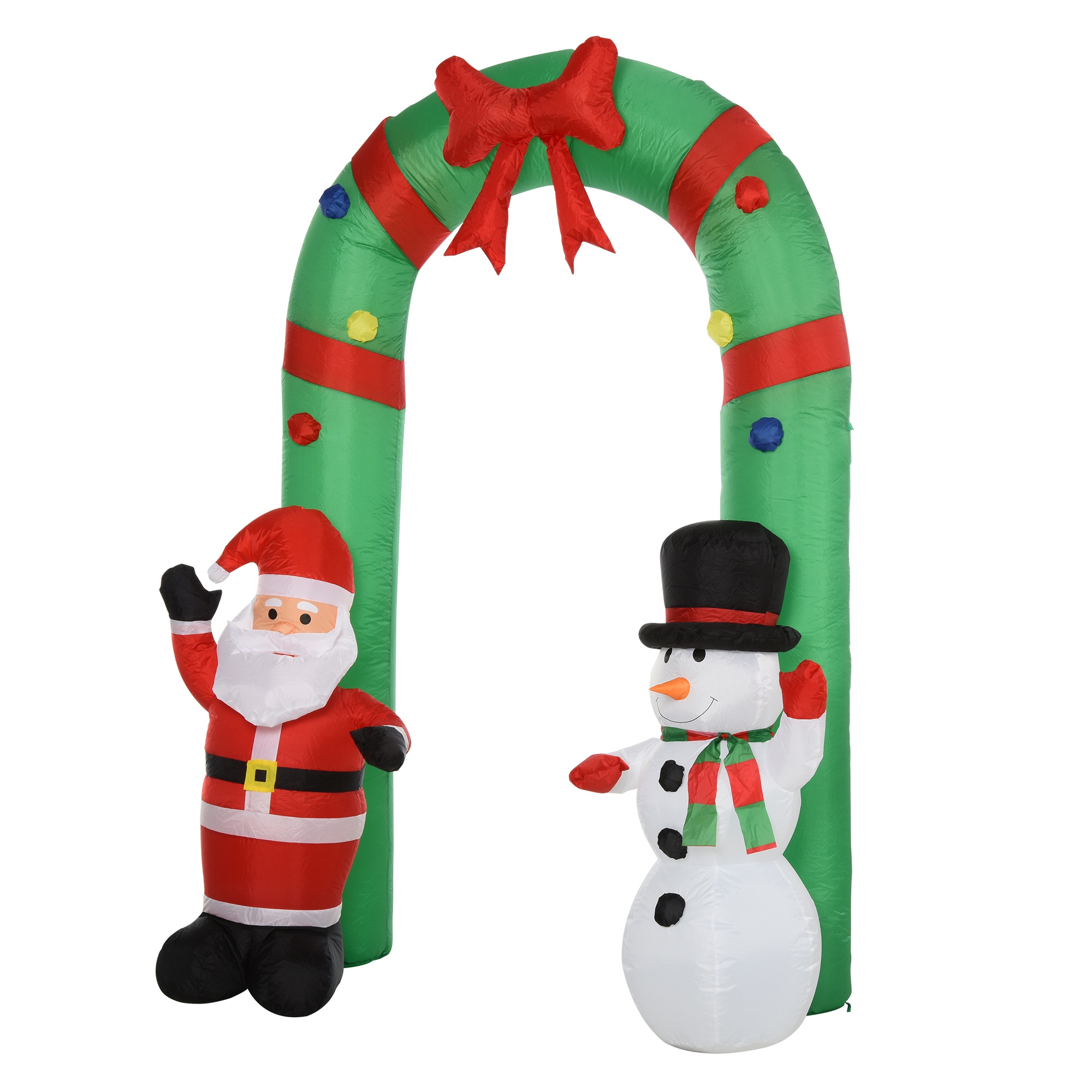 HOMCOM Arco Gonfiabile 12 luci a LED babbo natale 244cm e pupazzo di neve impermeabile