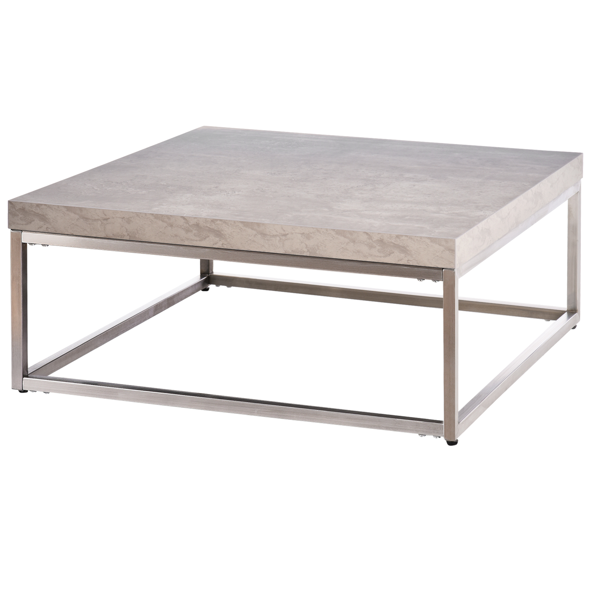 HOMCOM Tavolino da Caffè Basso per Salotto, Effetto Cemento Stile Industriale Moderno, Acciaio e MDF, 80x80x34cm, Grigio
