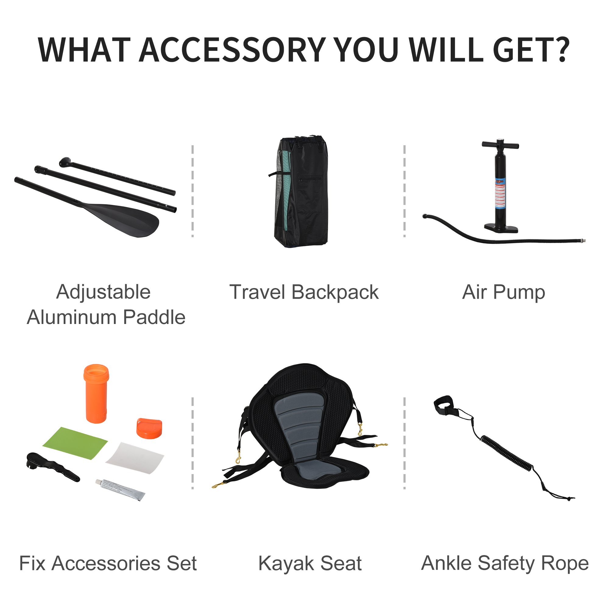 HOMCOM 10.5ft Inflatable Stand Up Paddle Board Kayak Conversion Kit SUP Accessories Carry Bag Non-Slip Deck Adj Paddle Seat Pump Leash Green