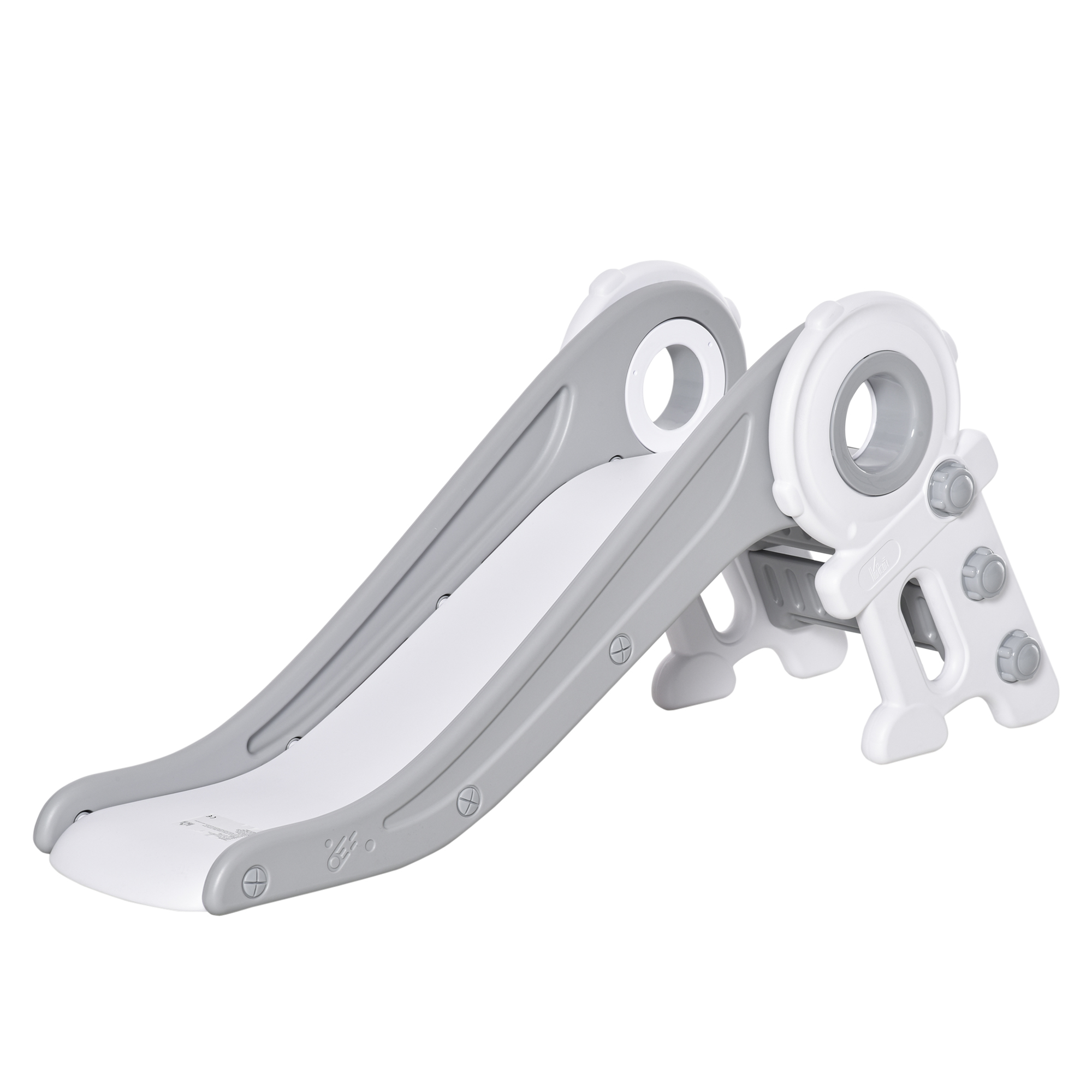 HOMCOM Scivolo per Bambini con 3 Scalini, Barriere Alte e Scivolo Lungo, Età 1-3 Anni, 133x52x58cm, Grigio e Bianco