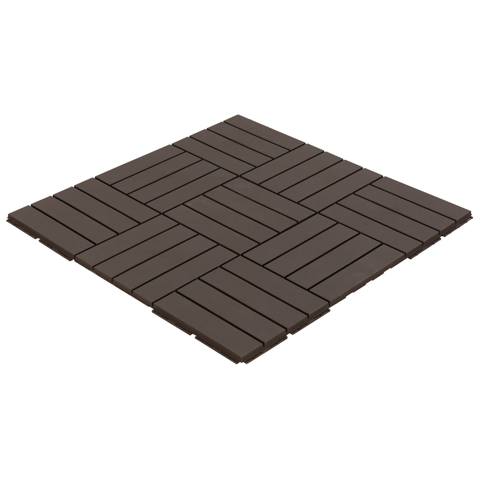 Outsunny Set 9 Mattonelle a Incastro per Terrazzo, Piastrelle (30x30x2cm) in PP Antiscivolo, Area: 0.81 mq, Marrone