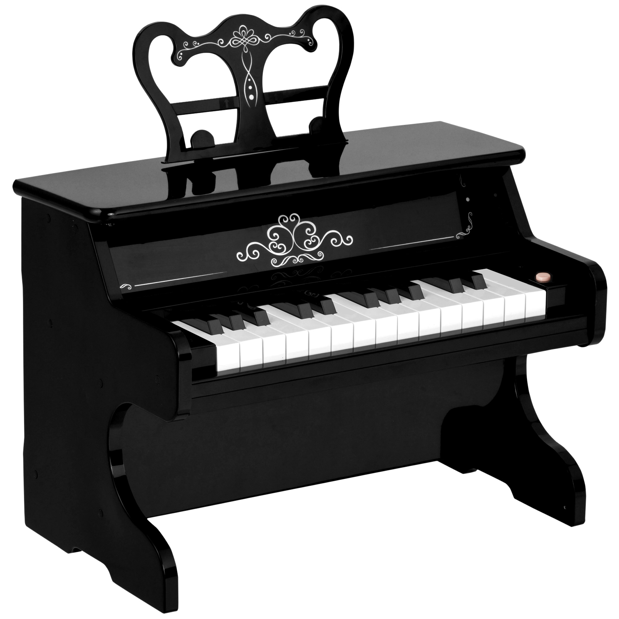 HOMCOM Pianoforte Giocattolo per Bambini 3-6 Anni, Tastiera 25 Tasti con Supporto Spartiti, 39.5x23.5x38.5cm, Nero