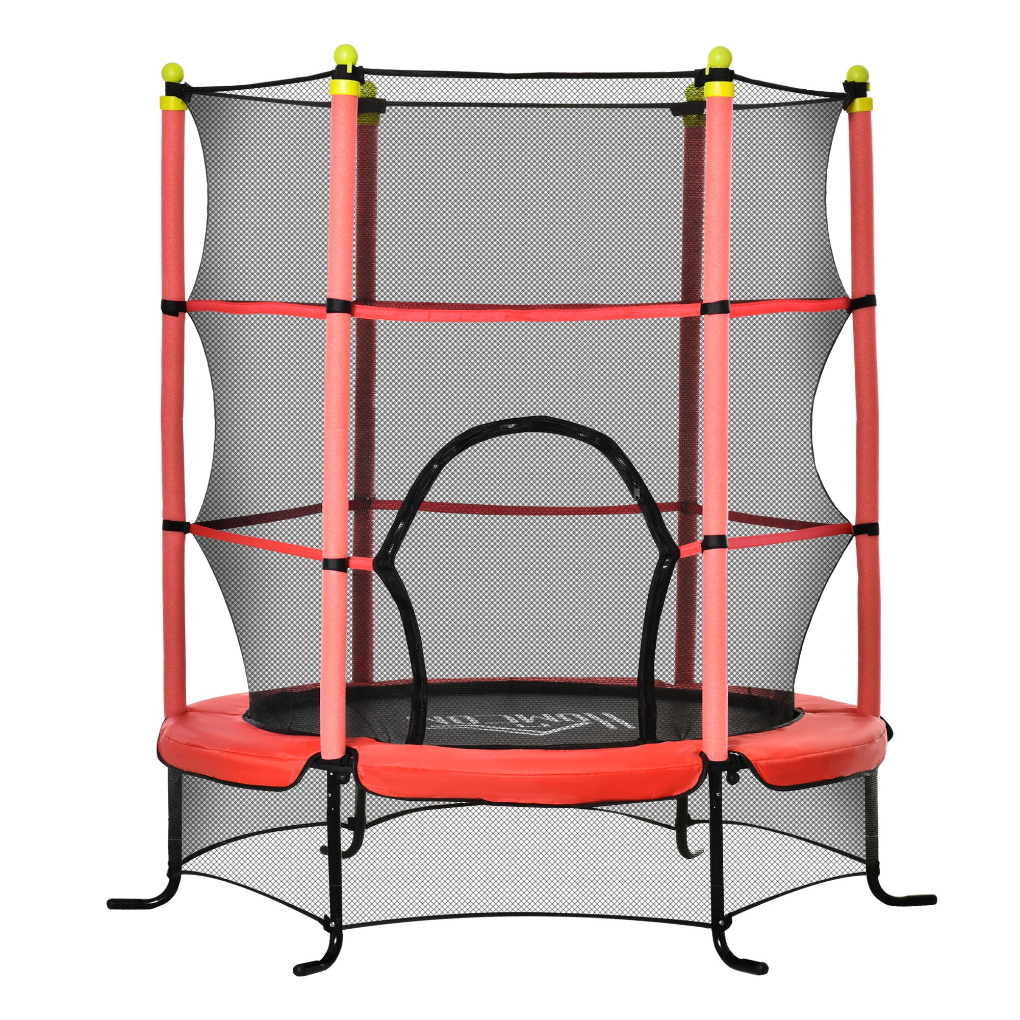 HOMCOM Tappeto Elastico per Bambini 3-6 Anni con Rete di Sicurezza, Trampolino con Pali Imbottiti per Casa e Giardino Φ163cm
