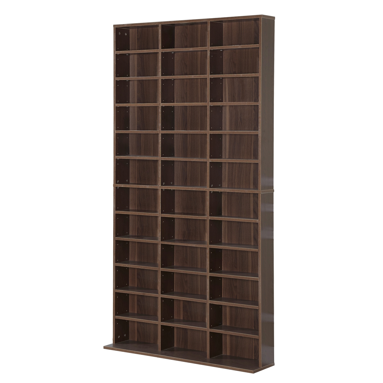 Homcom Libreria da Muro porta CD DVD in Legno,Mobile Soggiorno Regplabile con 36 scompartimenti, Marrone 195 × 102 × 23.5cm