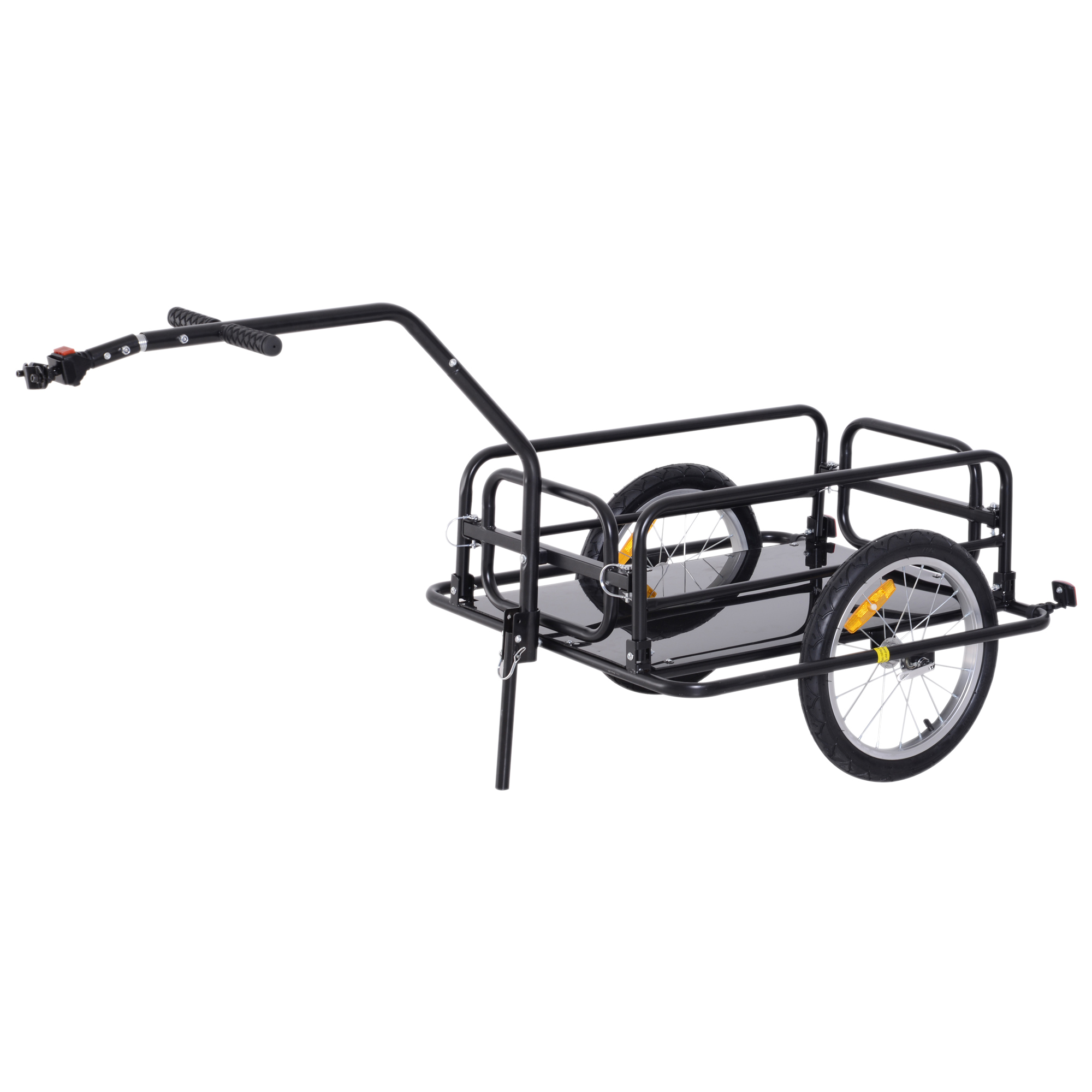 Homcom Carrello Rimorchio per Bicicletta Nero 156x72x82cm Cargo Bici  Trasporto di Oggetti Pieghevole Portata 40kg