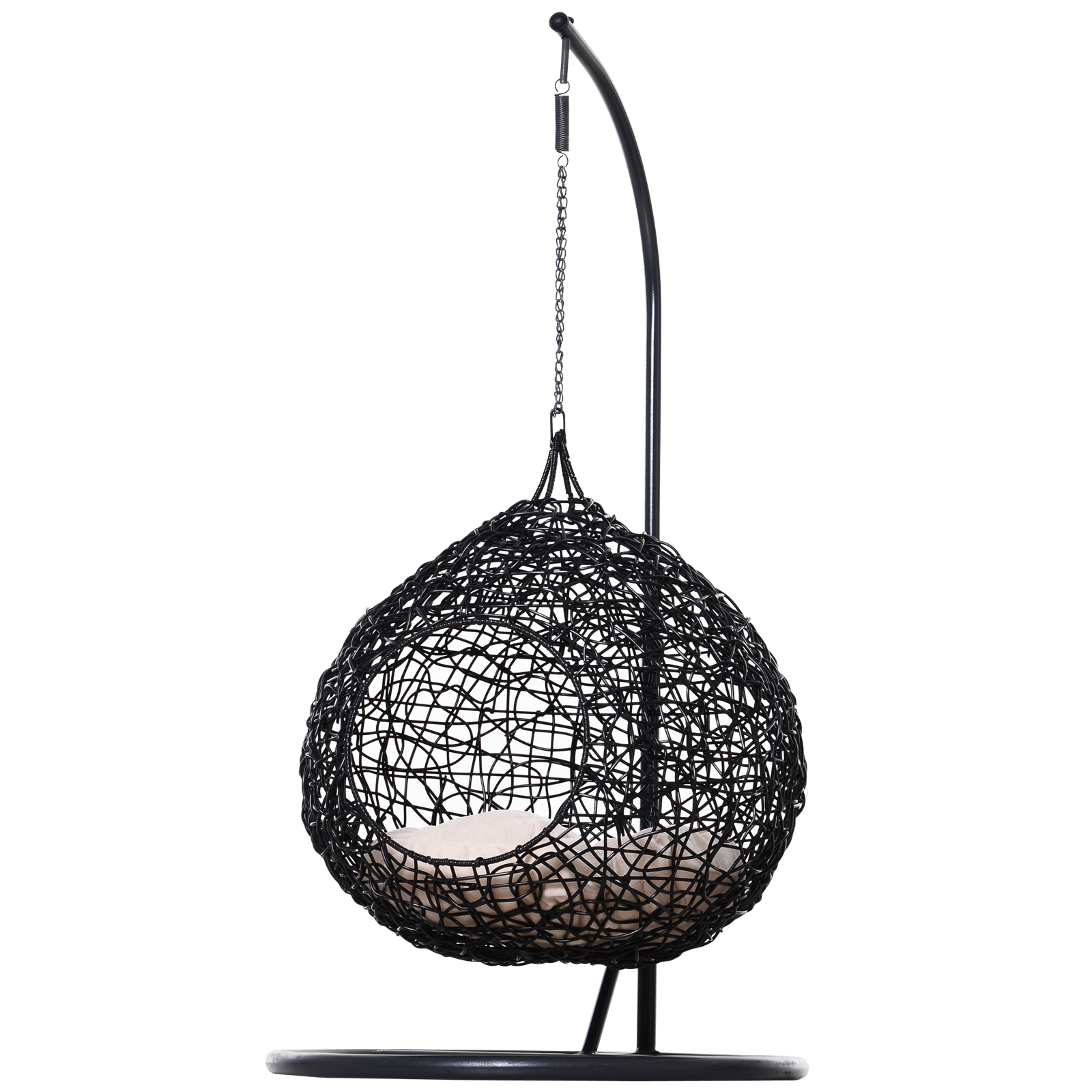 PawHut Amaca per Gatti in PE Rattan con Cuscino in Lino e Cotone Gatto Casa Diametro 60 x 110cm