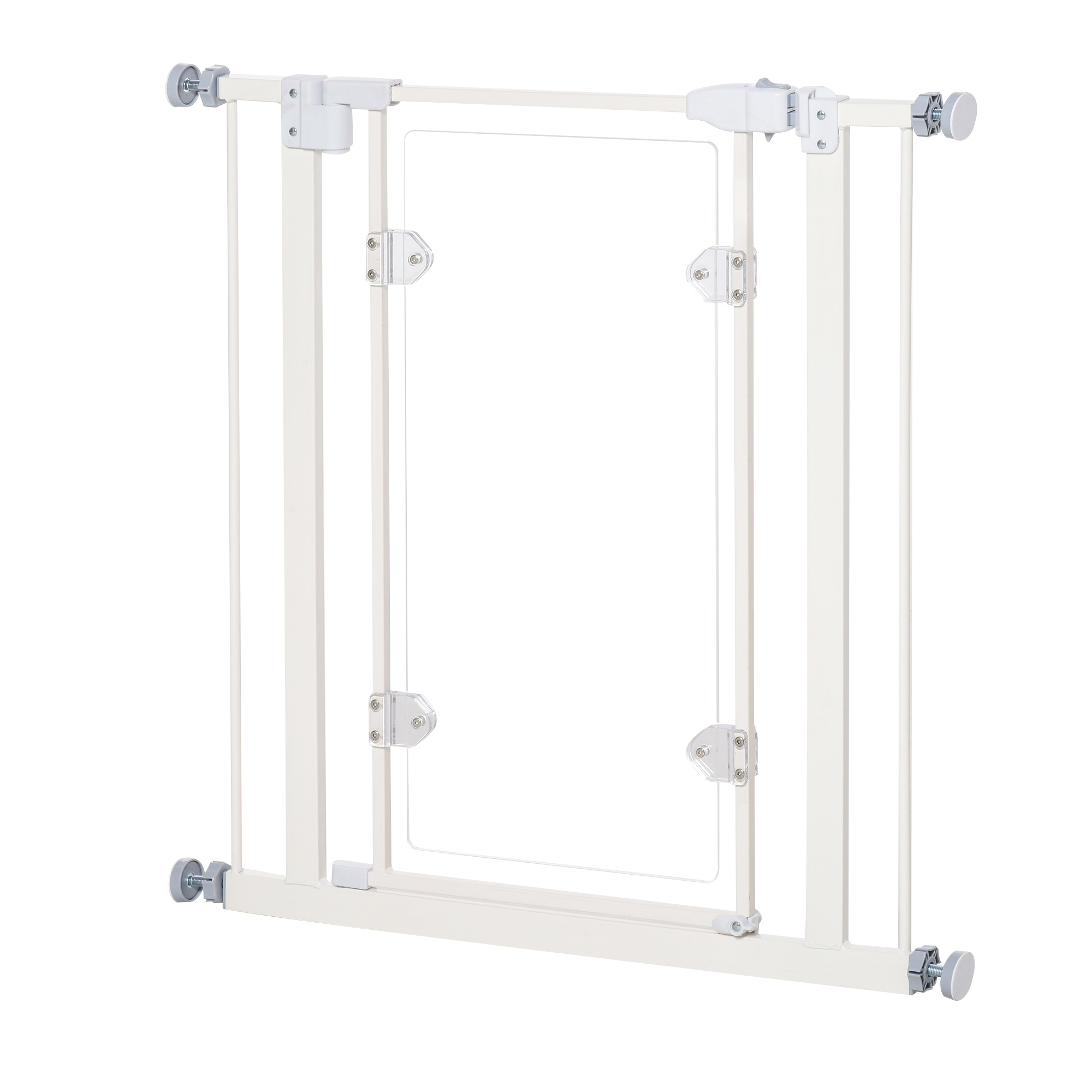 PawHut Cancellino per Cani e Animali Domestici con Larghezza Regolabile Fino a 81.9cm Chiusura Automatica, Bianco