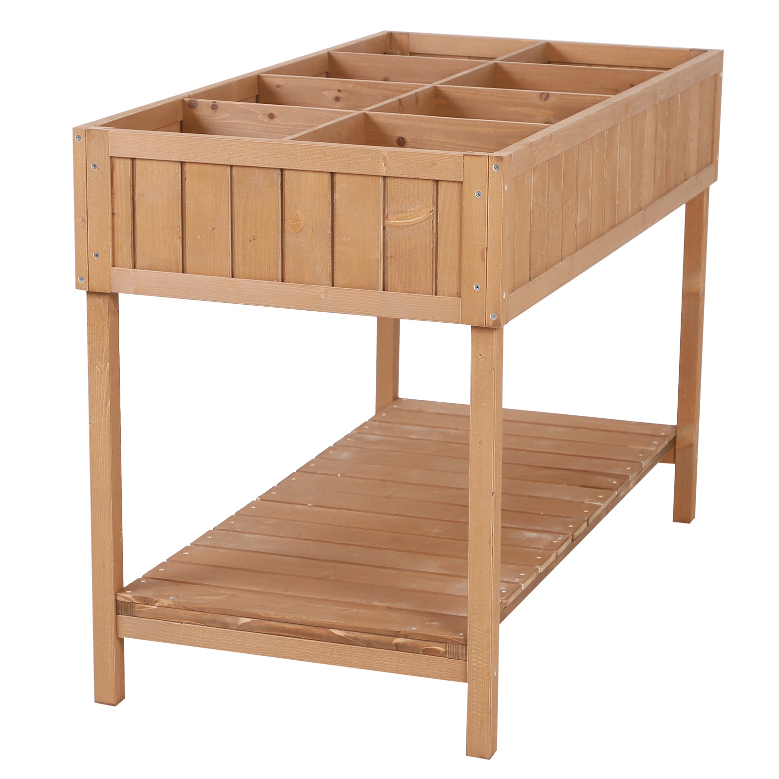 Outsunny Orto Pensile Urbano con 8 Griglie e Ripiano Inferiore per Piante da Giardino 120x60x81cm Legno