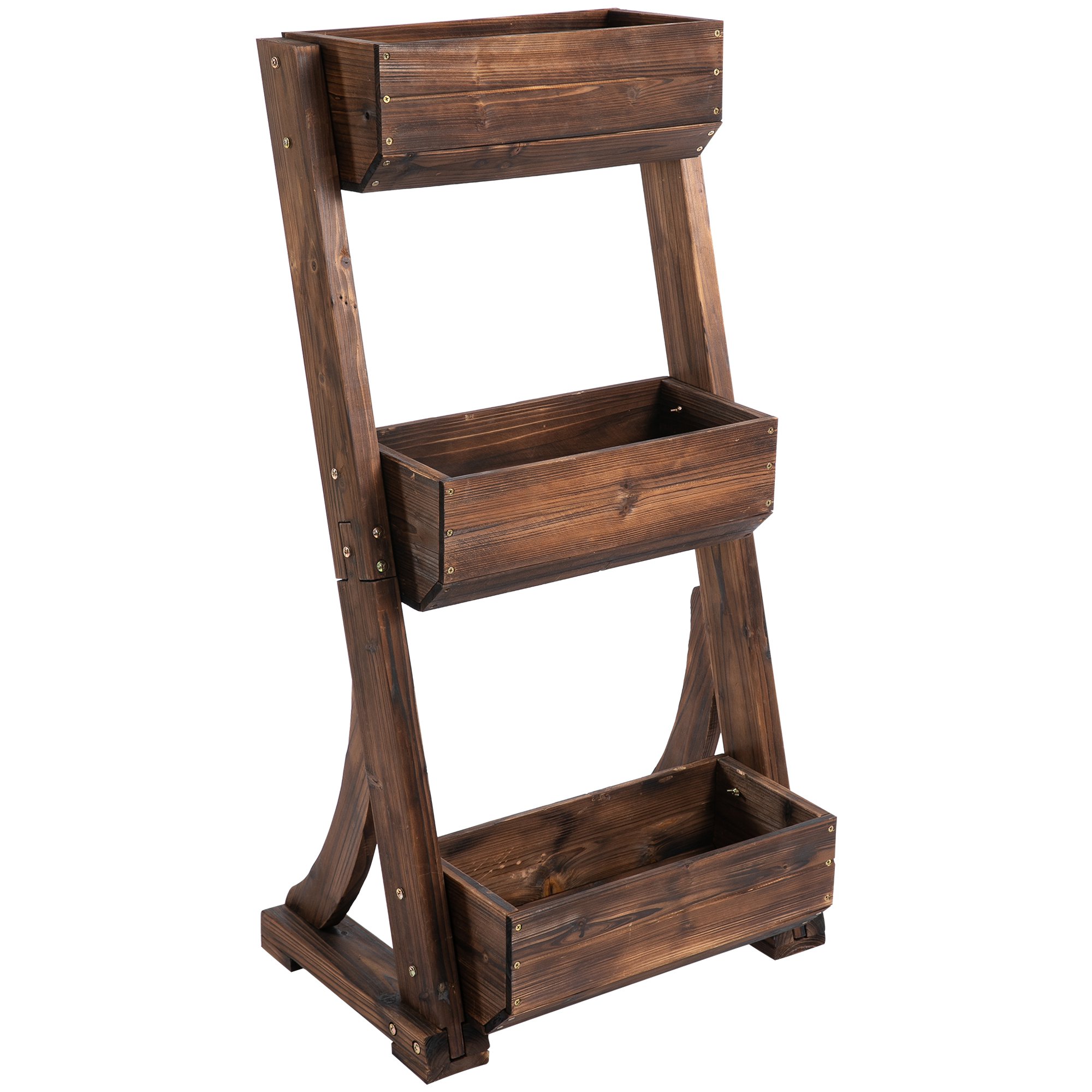 Outsunny Portapiante Portafiori in Legno a 3 Livelli, Fioriera da Esterno per Orto Verticale, 61 x 48 x 118cm