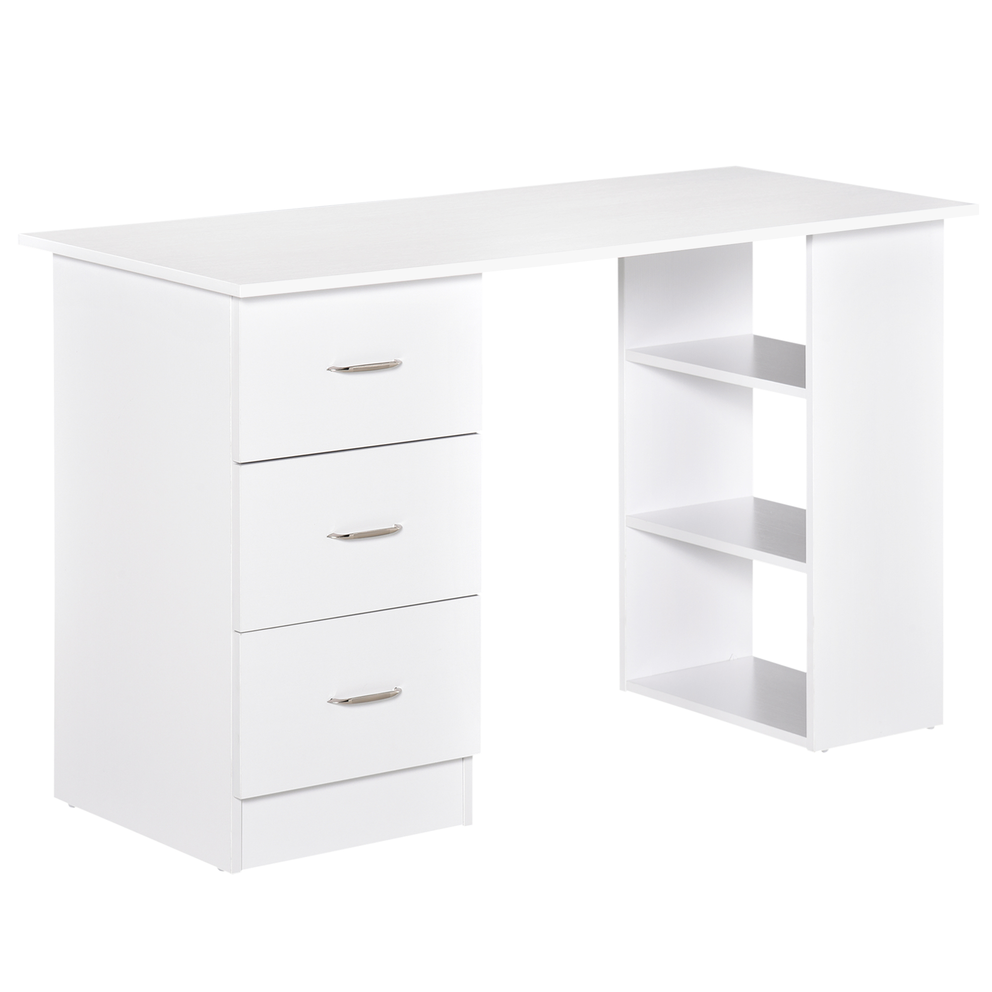 Bianco Scrivania per Camera o Ufficio Scrivania PC in Legno con Ripiano Monitor HOMCOM Scrivania Angolare con 3 Sezioni