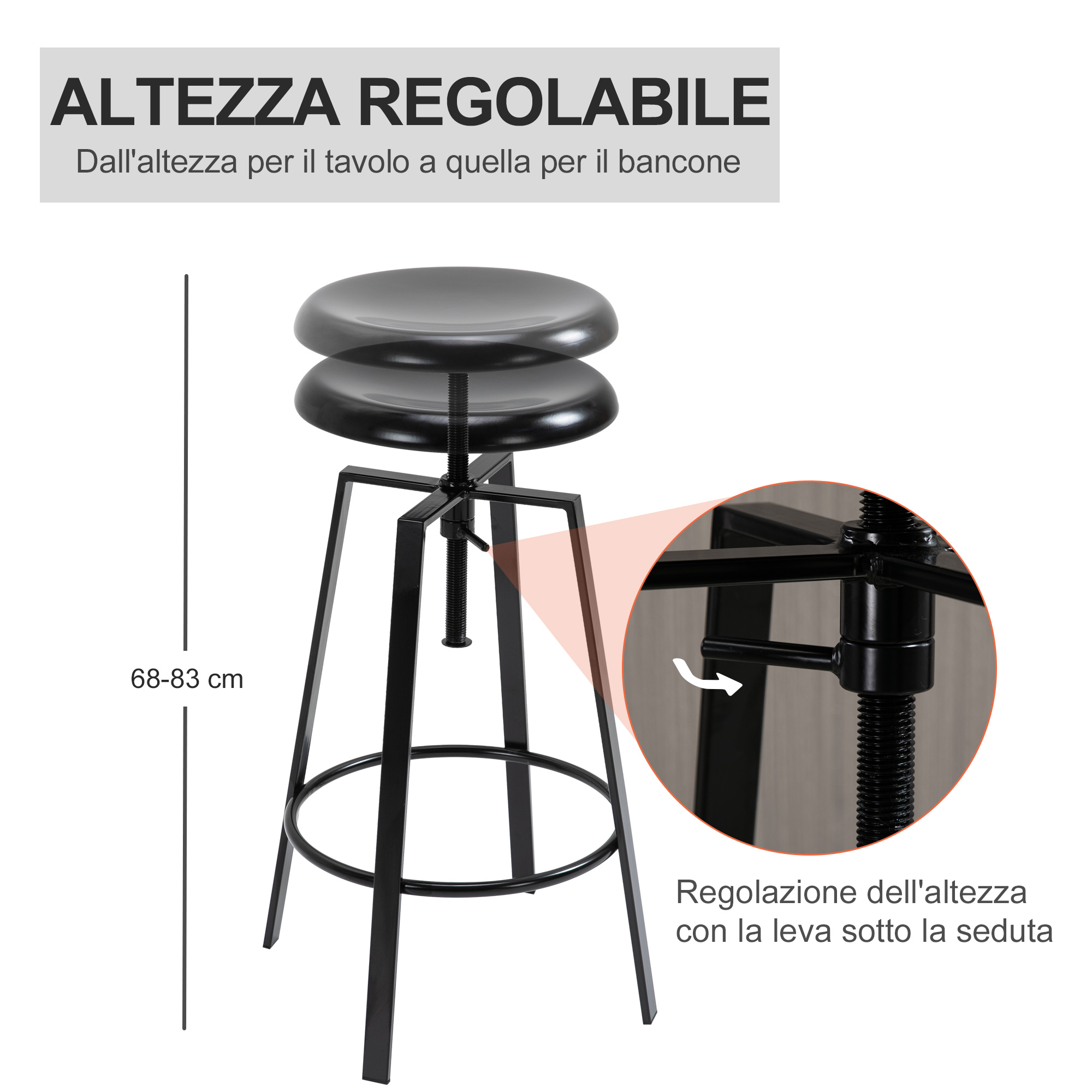 Set 2 Sgabelli Da Bar Con Schienale - Gambe Metallo E Pelle Scamosciata 72,5cm - Foto 11