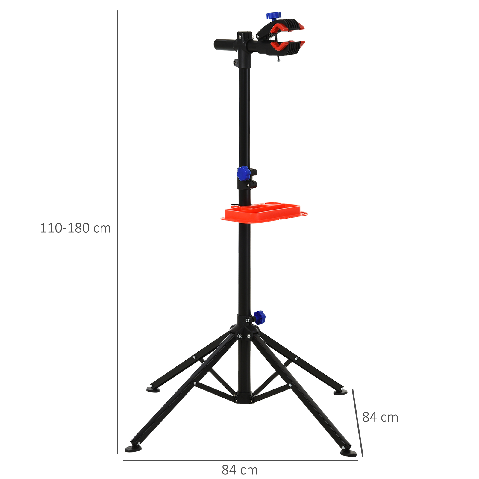 Cavalletto Per Manutenzione Bicicletta HOMCOM - Altezza Regolabile 110-180 Cm, Con Vassoio