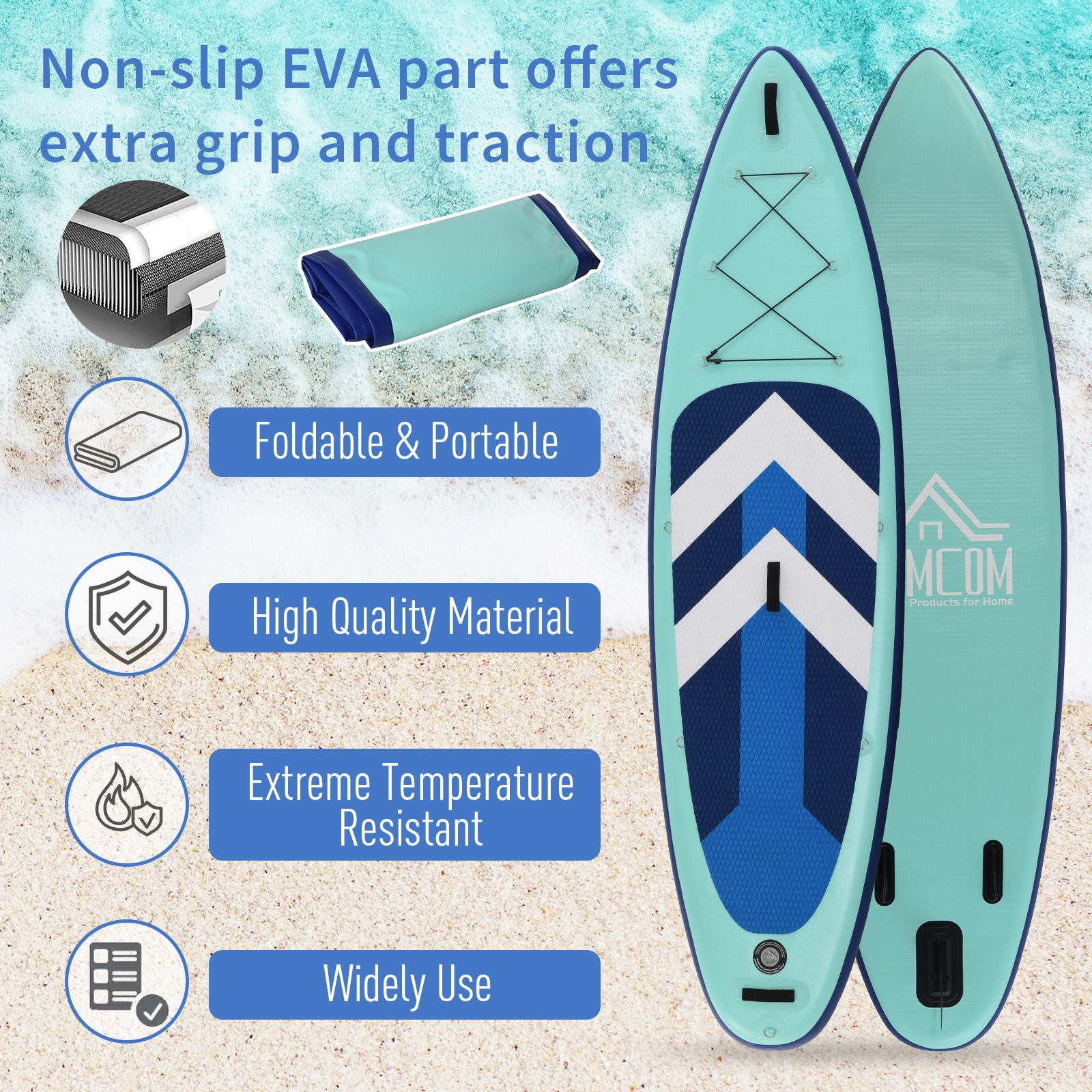 HOMCOM 10.5ft Inflatable Stand Up Paddle Board Kayak Conversion Kit SUP Accessories Carry Bag Non-Slip Deck Adj Paddle Seat Pump Leash Green