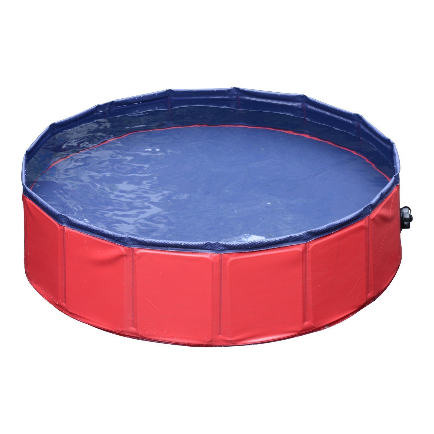PawHut Piscina Vasca da Bagno Portatile Pieghevole per Cani Animali Domestici in PVC Rosso Φ160 x 30cm