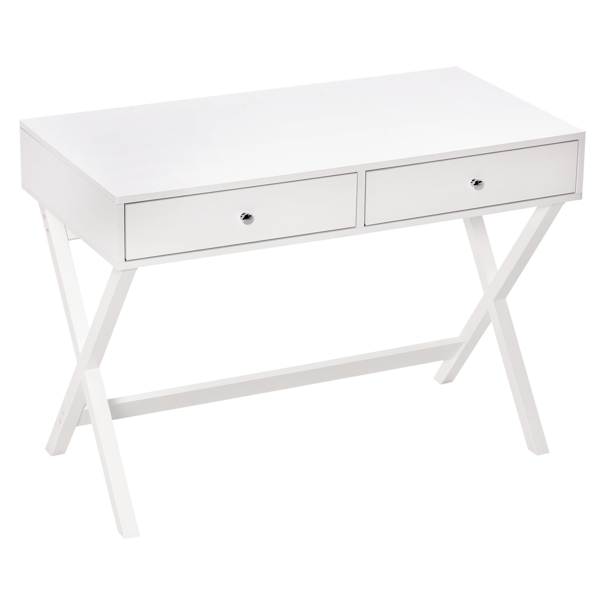 HOMCOM Scrivania per Camera Ufficio con 2 Cassetti, Arredamento Moderno Multifunzione in MDF, 106x55x75cm, Bianco