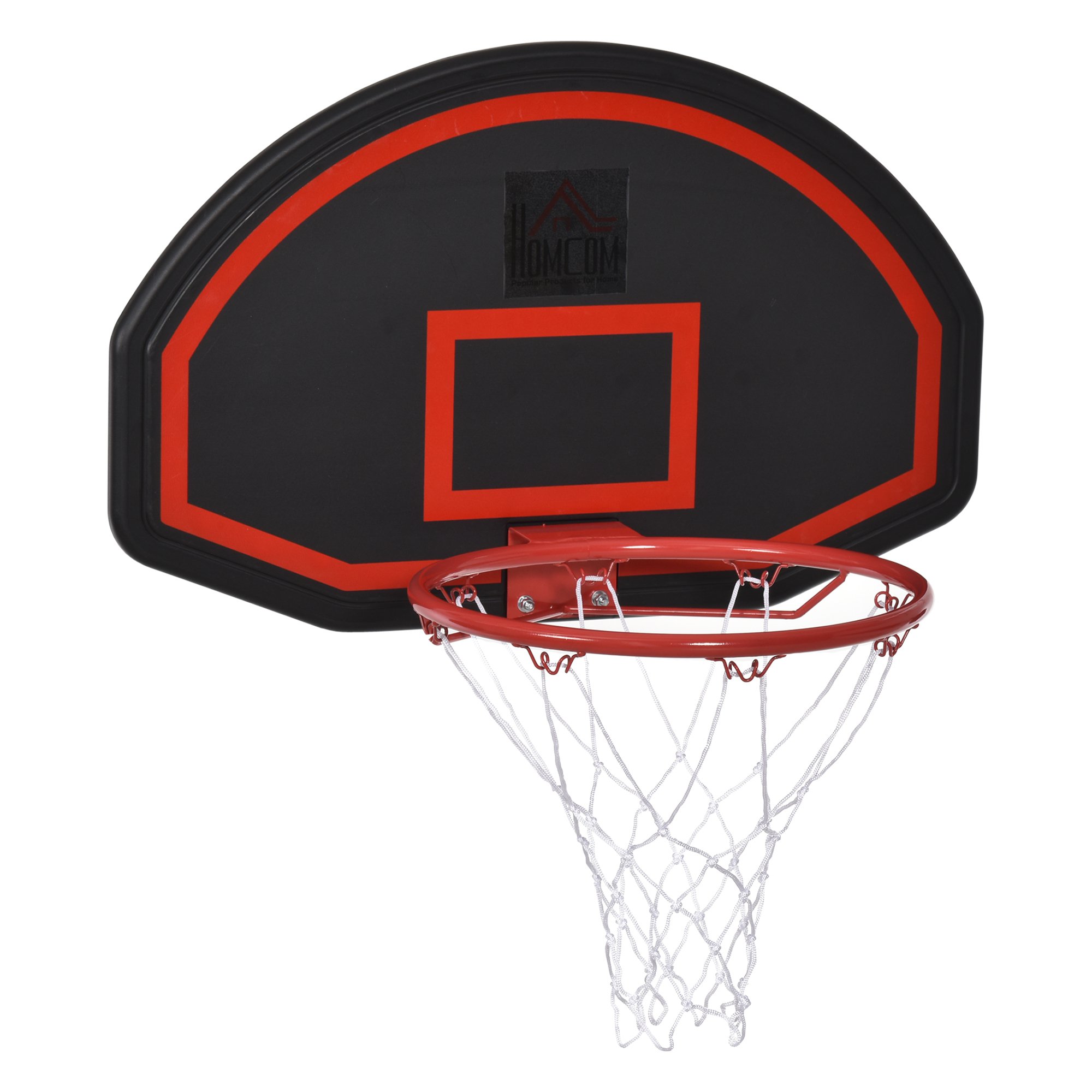 HOMCOM Canestro Basket a Muro con Tabellone, Rete in Nylon e Canestro in Metallo, 71x45x47cm, Rosso e Nero
