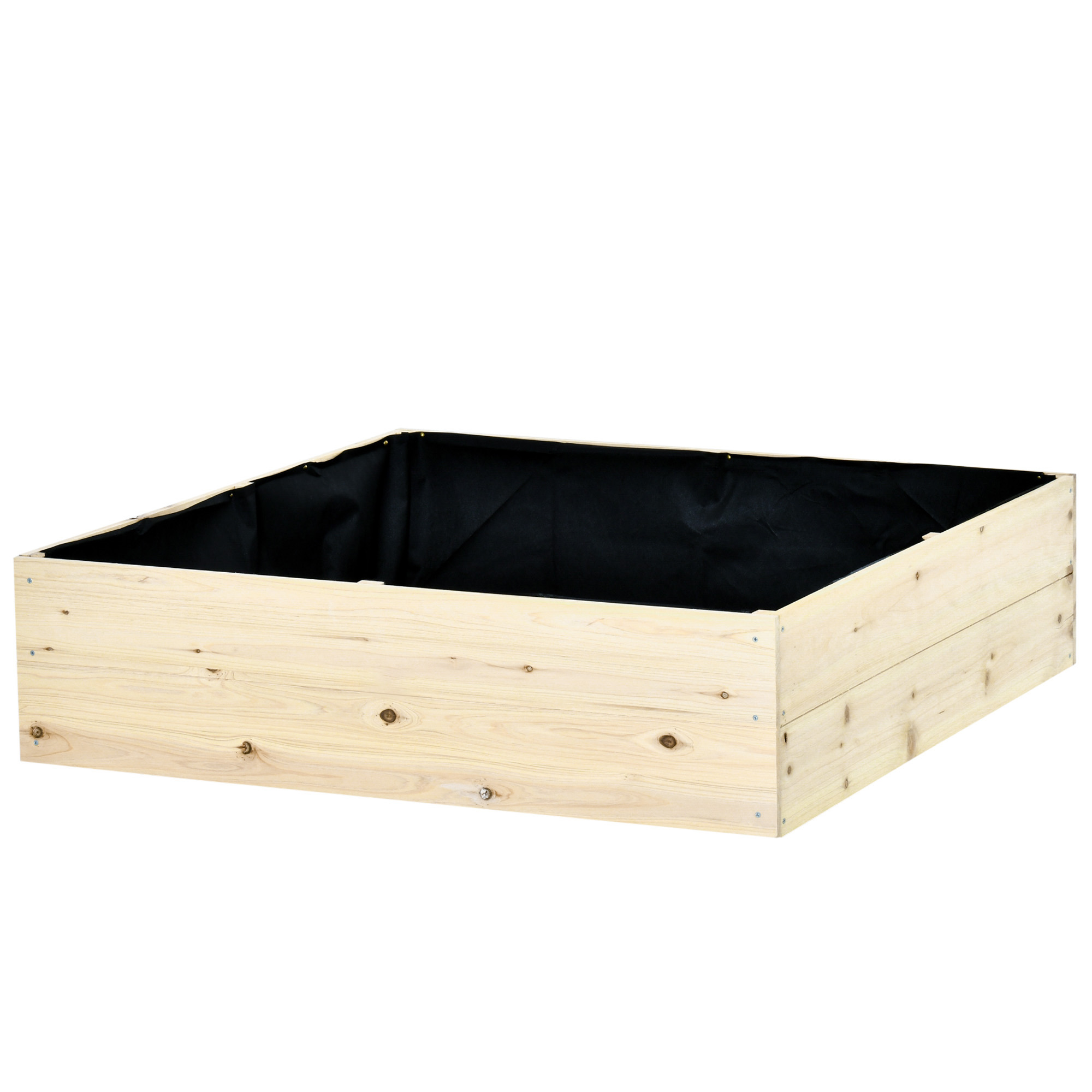 Outsunny Letto per Orto Rialzato in Legno, Fioriera da Giardino per Piante, Ortaggi ed Erbe Aromatiche, 117x117x30cm