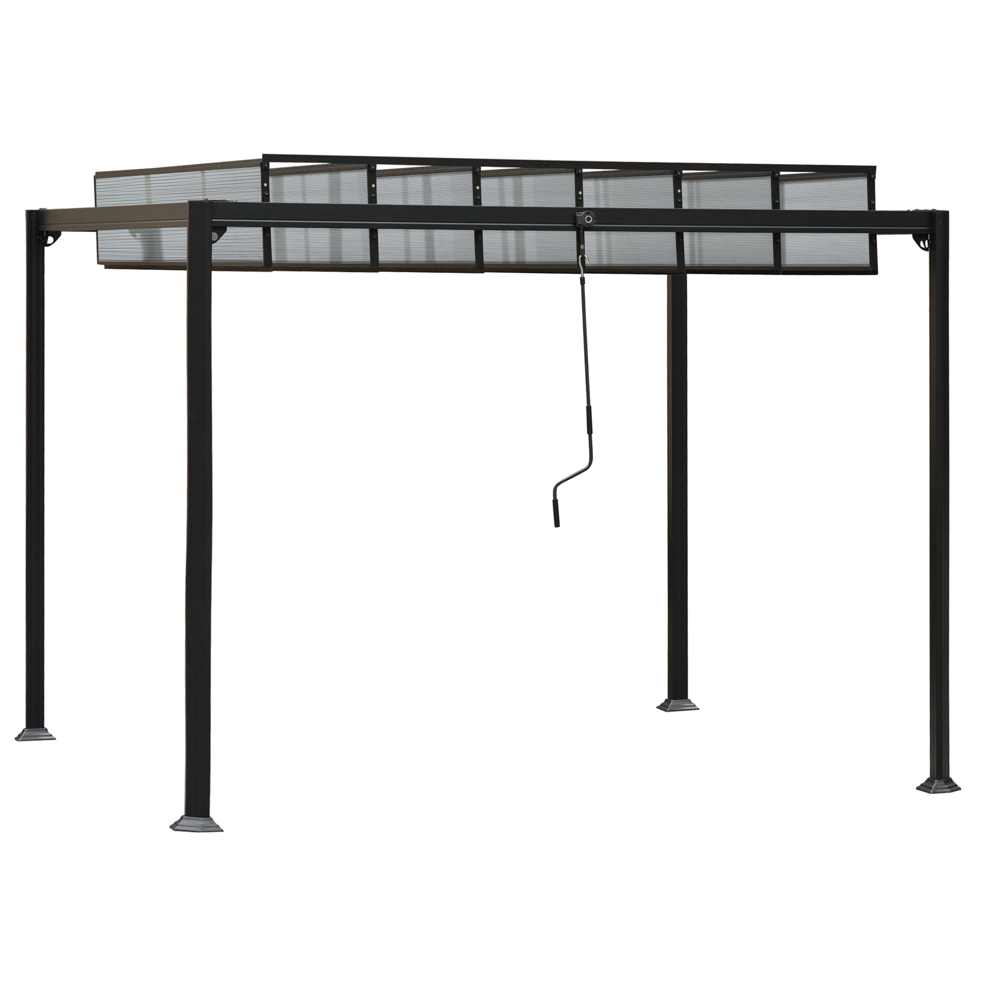 Outsunny Pergola Gazebo da Giardino 3.48x3m con Tetto Apribile a Manovella, Alluminio e Policarbonato, Grigio   Aosom Italy