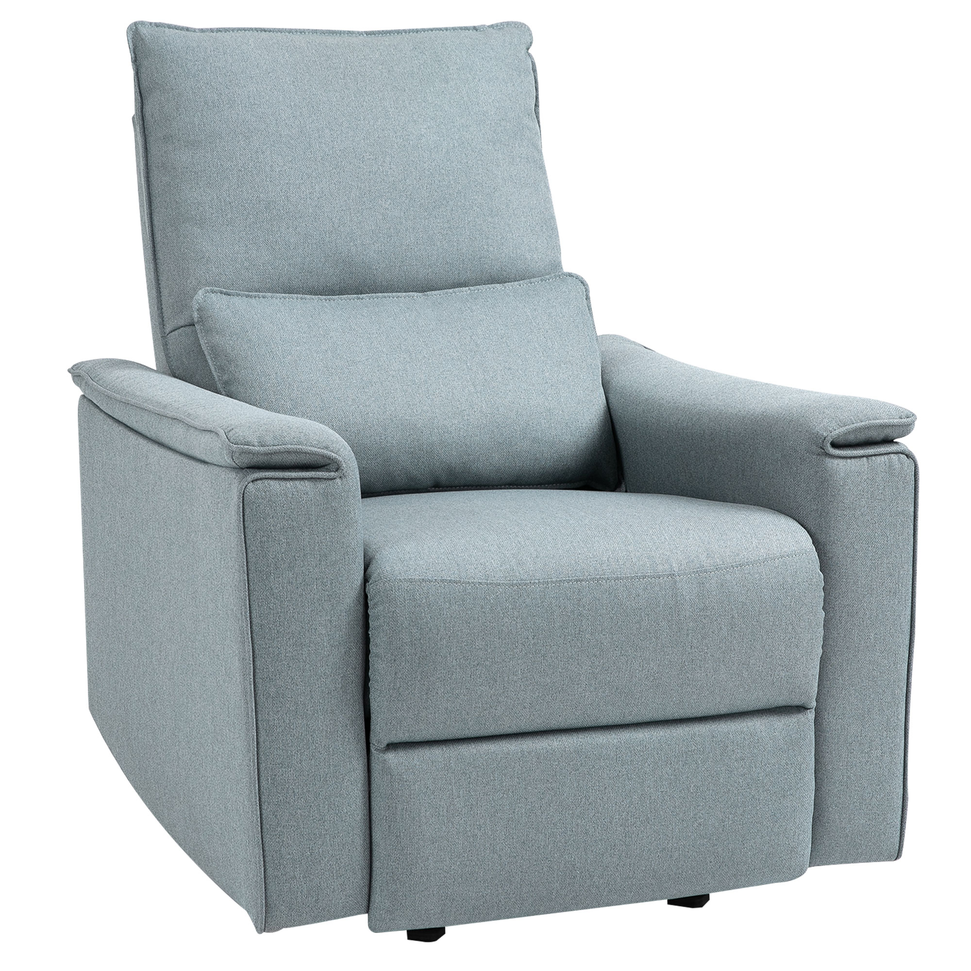 Poltrona Reclinabile HOMCOM Con Poggiapiedi In Velluto Blu – Seduta Imbottita Con Gambe In Legno Di Hevea, Design Moderno, Carico Max 120kg - 3