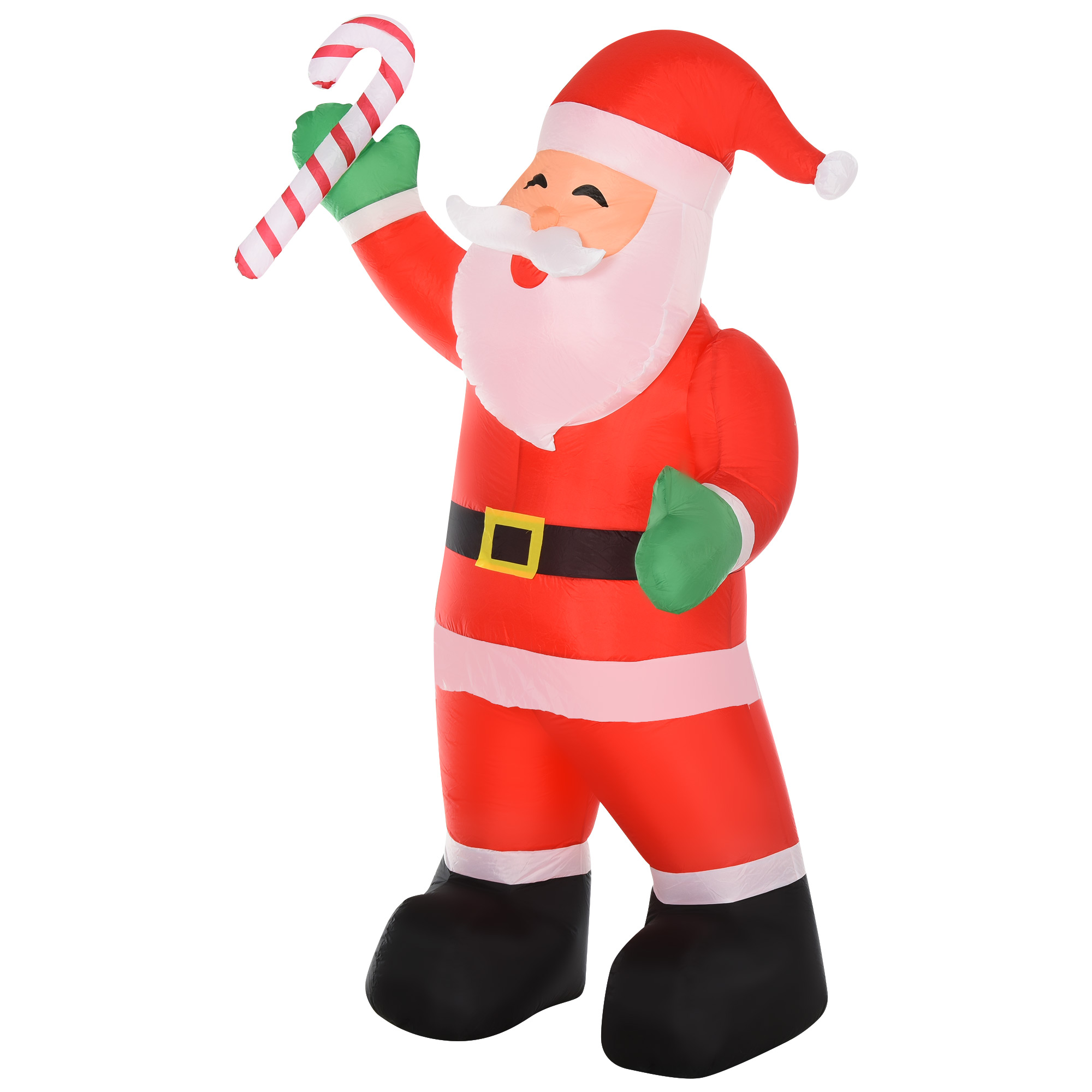 HOMCOM 243cm Babbo Natale Gonfiabile decorazione natalizia con bastoncino di zucchero, 2 luci a LED, impermeabile IP44