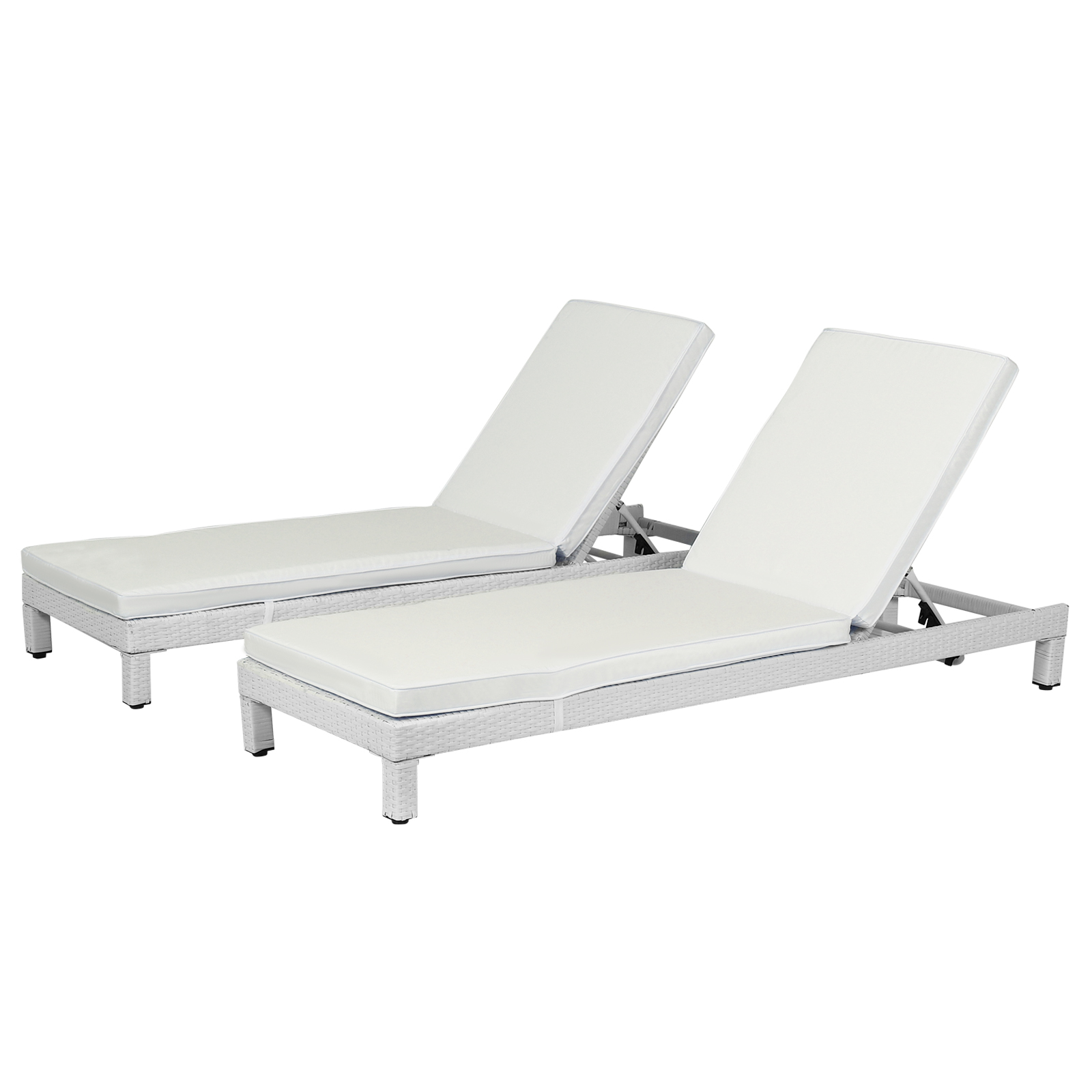 Lettino Da Giardino Reclinabile In Rattan Sintetico Con Materassino Imbottito E Ruote Nero 53625612