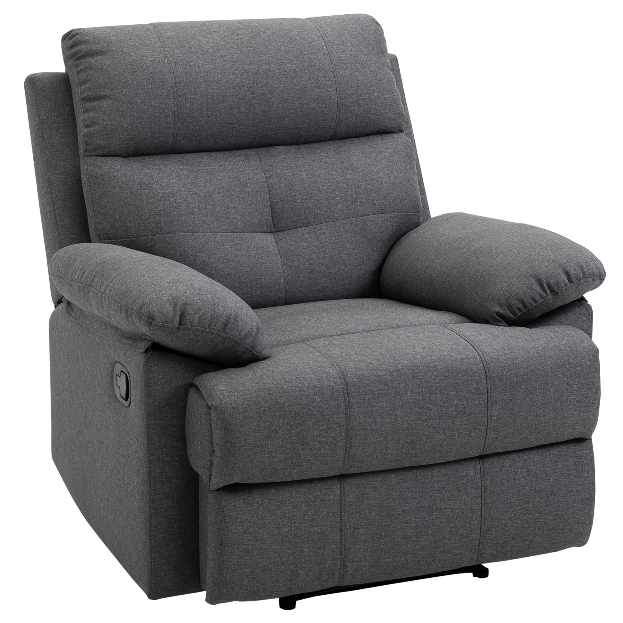 HOMCOM Poltrona Relax Reclinabile con Poggiapiedi Imbottita Rivestimento in Microfibra, Grigio, 90x96x100cm