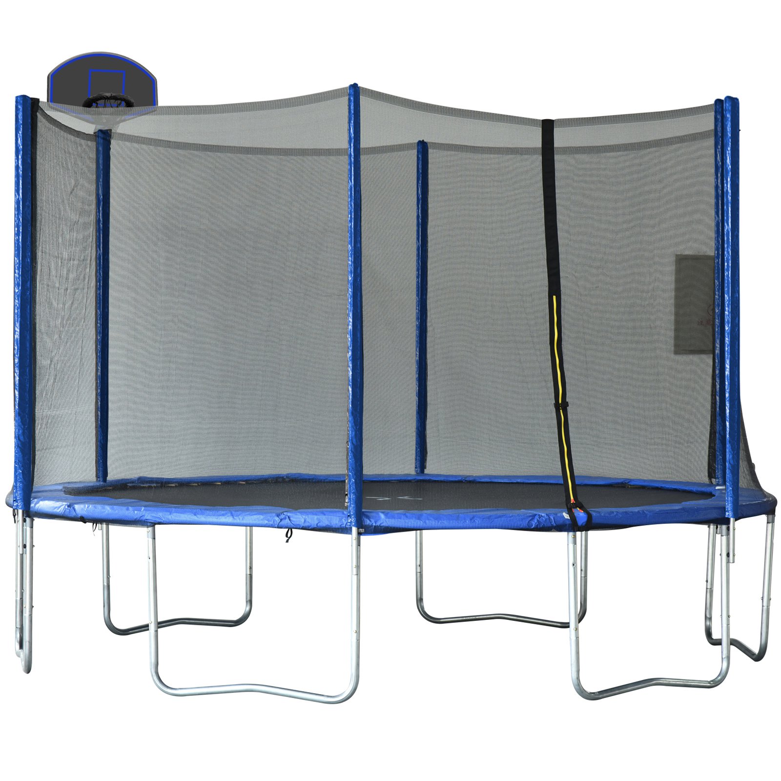HOMCOM Trampolino Elastico con Canestro Basket | Rete di Sicurezza Pali ...