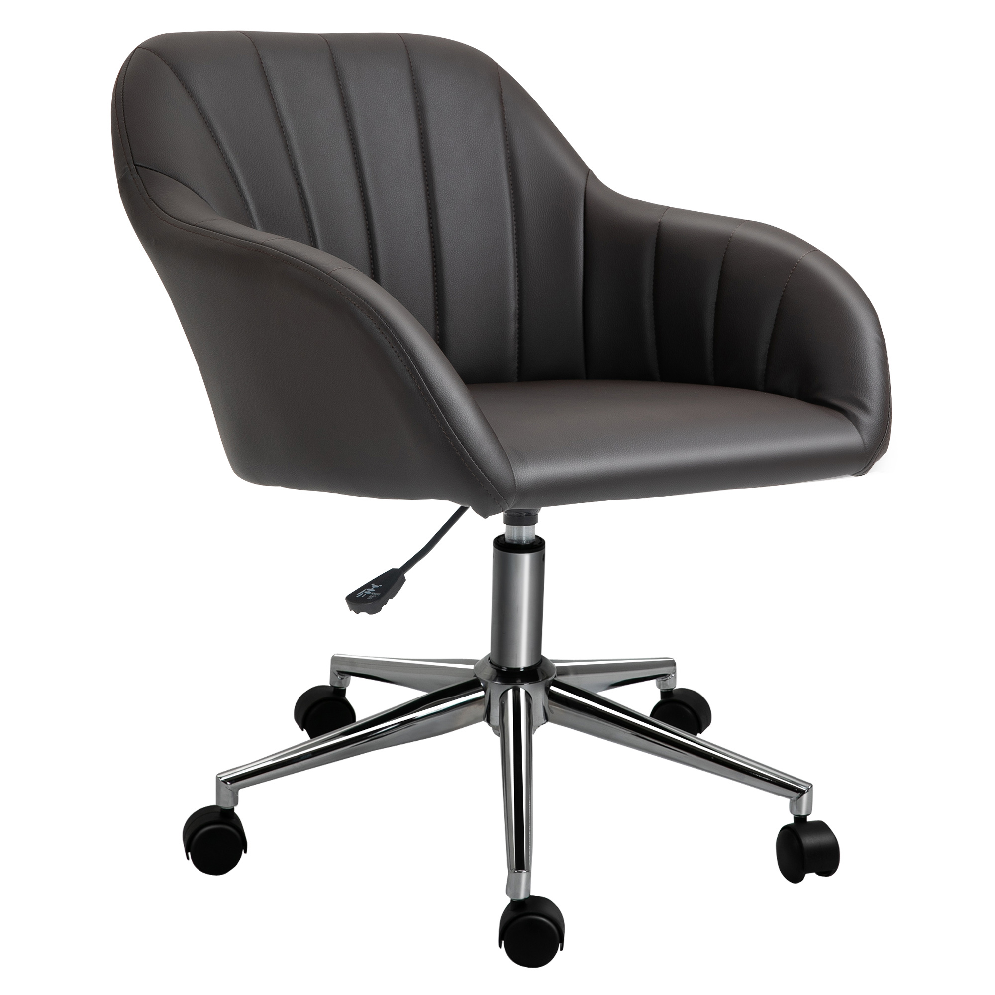 Vinsetto Sedia da Ufficio Ergonomica in Similpelle, Altezza della Seduta Regolabile e Girevole, 60x59x79-89cm, Marrone