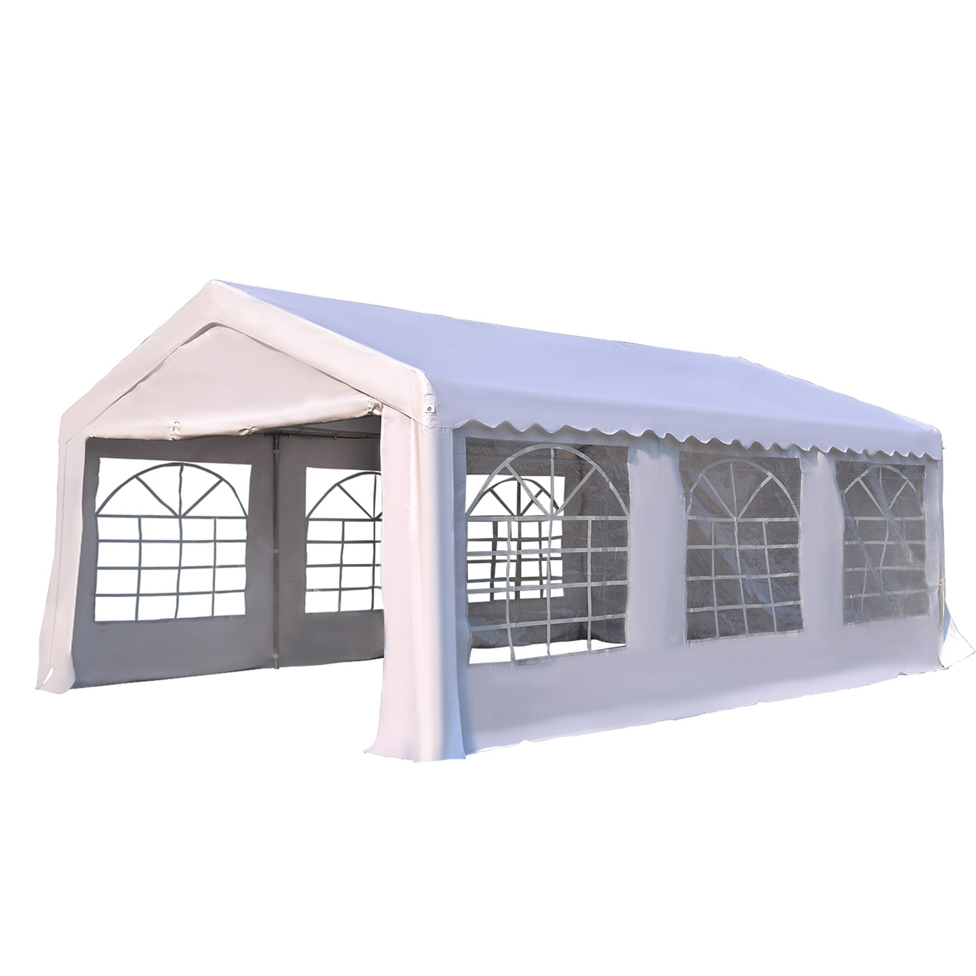 Outsunny Gazebo da Esterno Tendone per Feste Matrimonio Telaio in Acciaio Bianco (6m x 4m x2.8m)